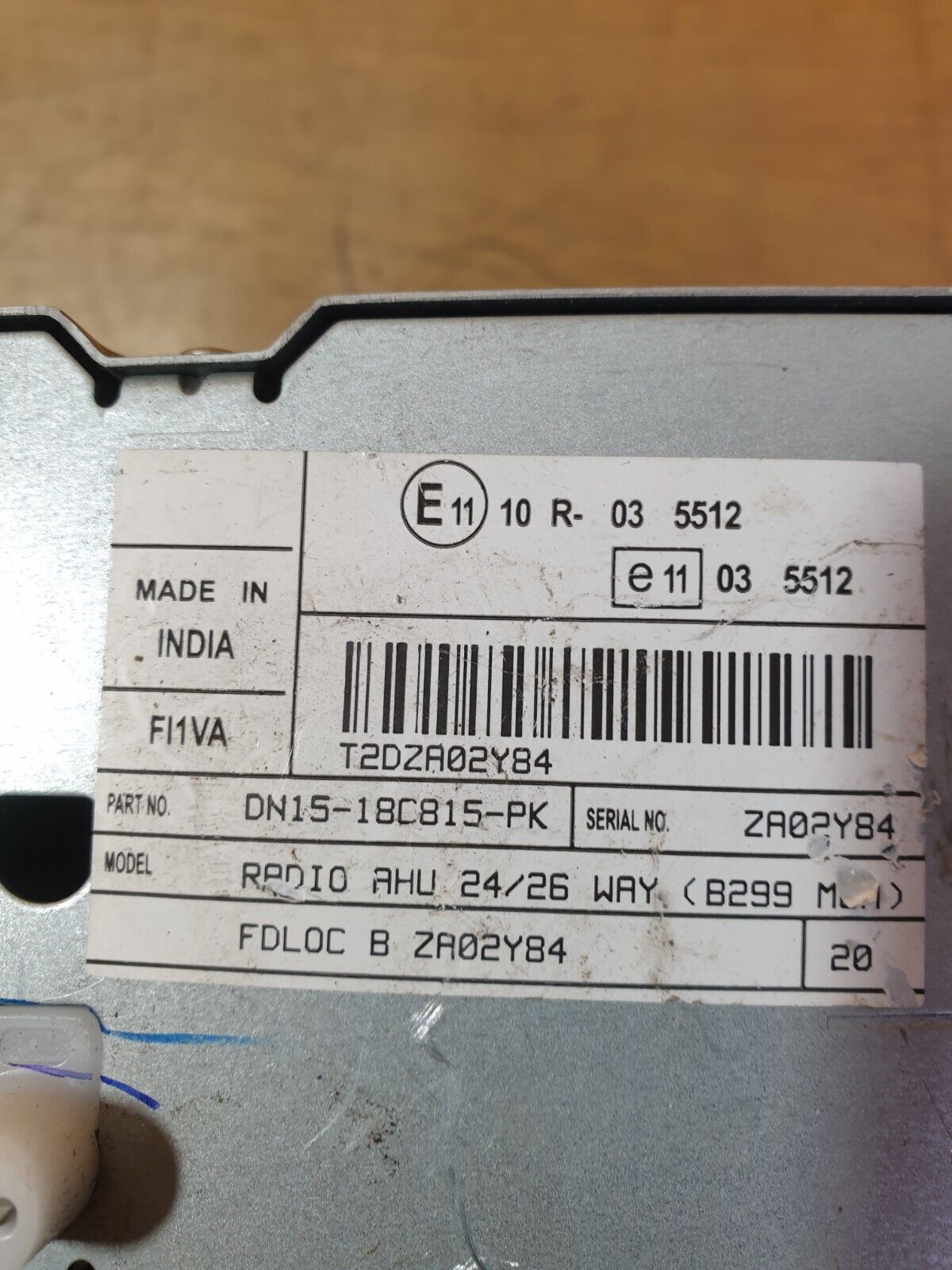 2016 FORD ECOSPORT 1.5P RADIO STEREO CD PLAYER HEAD UNIT DN15-18C815-PK A009