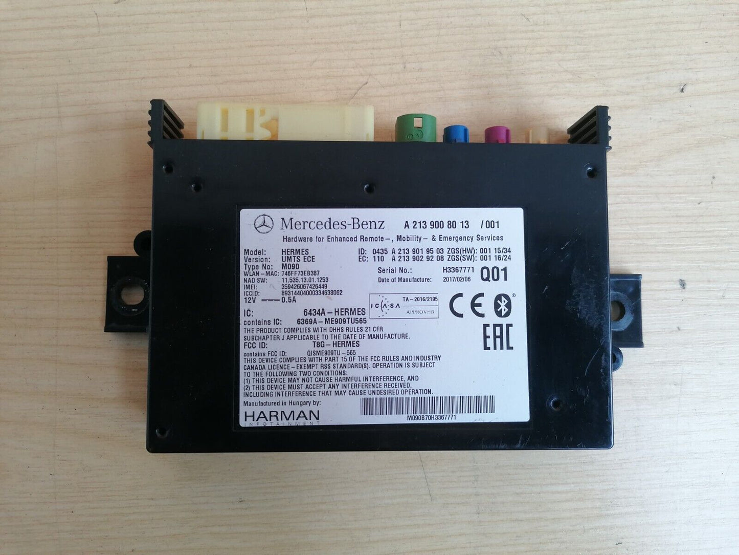 2017 MERCEDES AMG A200D W176 2.1D BLUETOOTH CONTROL MODULE ECU A2139008013 A049