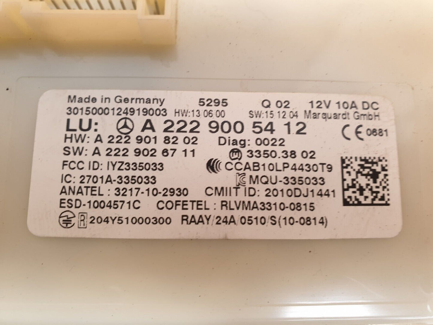 2015 MERCEDES C200 W205 2.0 PETROL ENTRY CONTROL MODULE A2229005412 A048