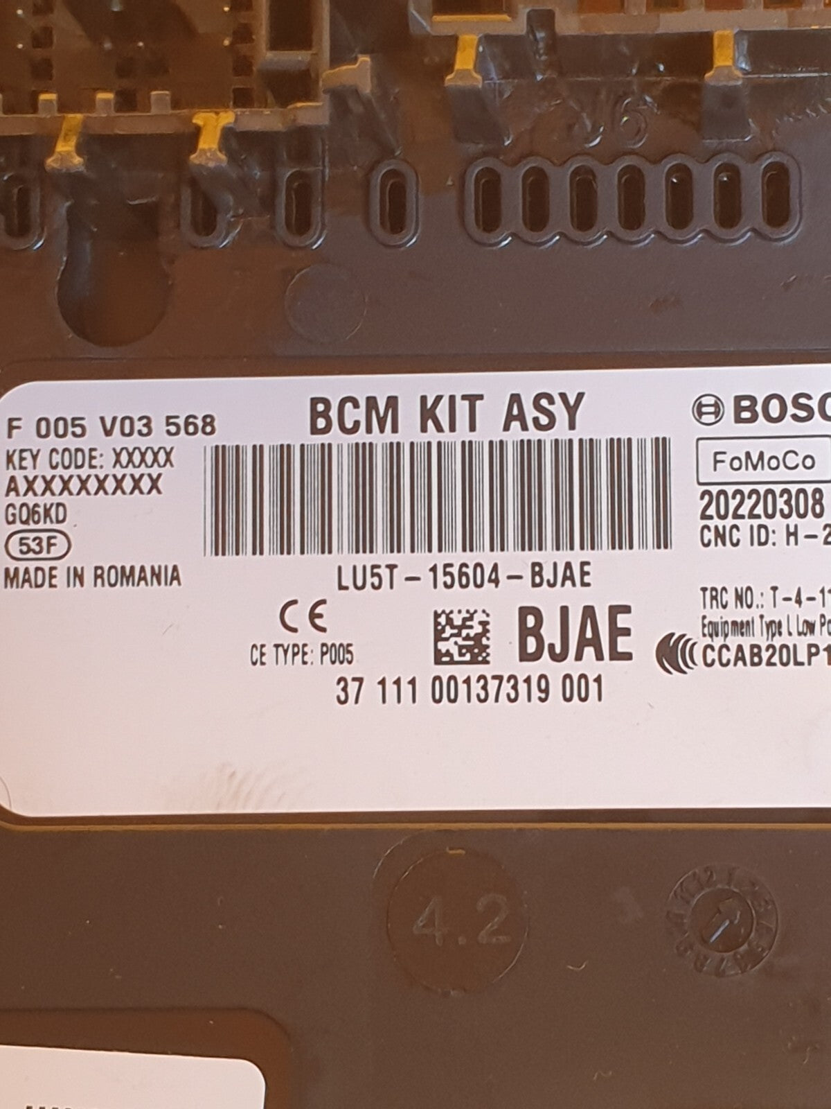 FORD PUMA ST-LINE 1.0 PETROL 2022 BCM BODY CONTROL MODULE ECU LU5T15604BJAE a202 - Image 3