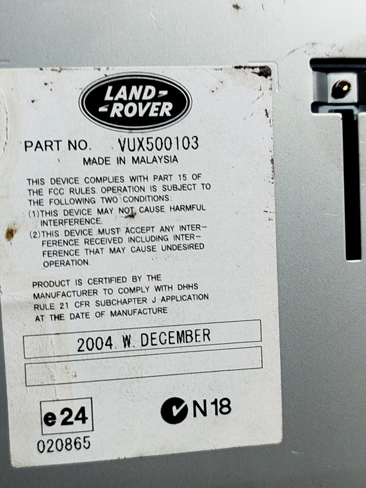 ✅2005 RANGE ROVER VOGUE L322 RADIO TUNER RECEIVER CONTROL MODULE VUX500103 A274 - Image 12