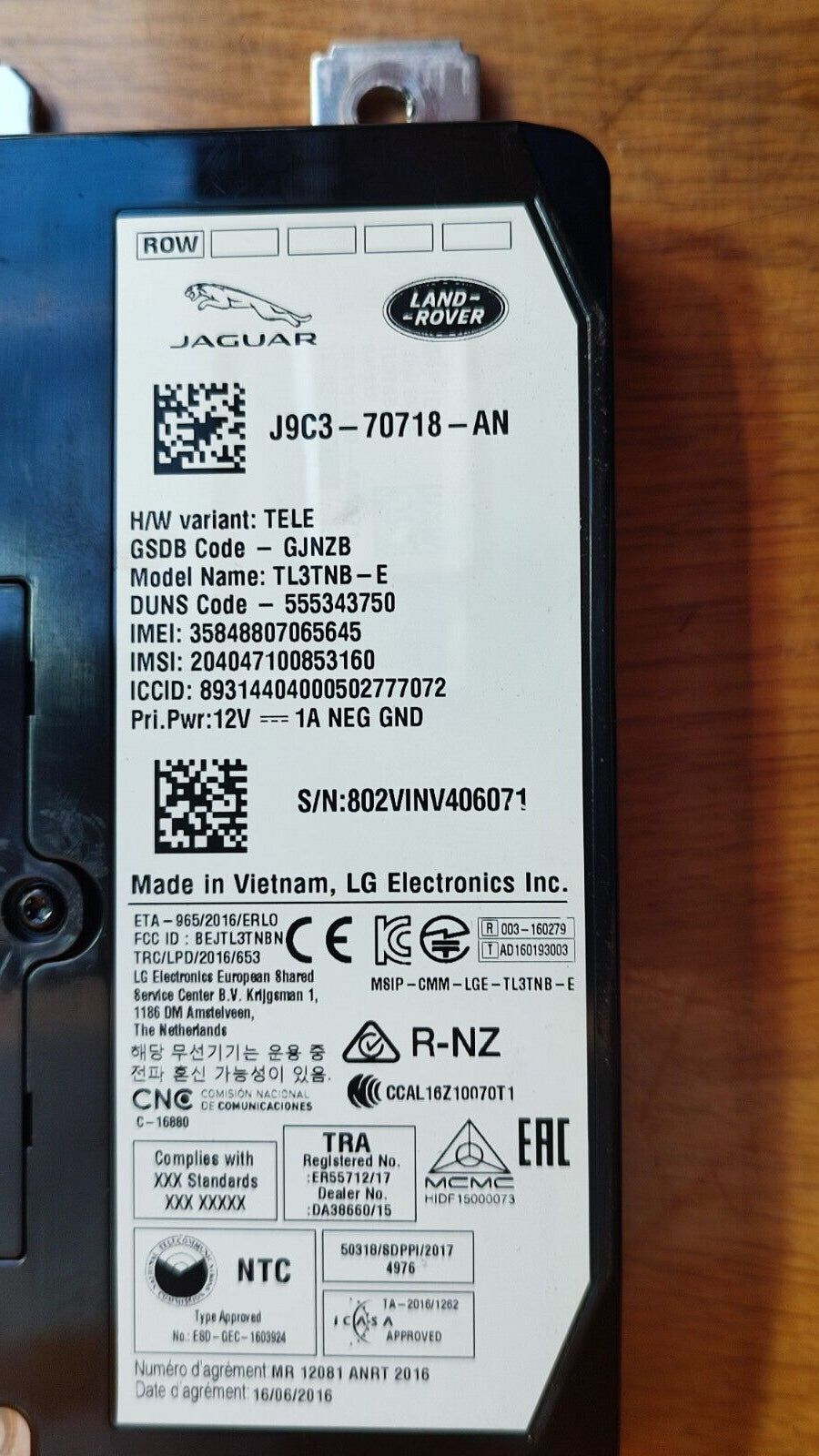 ✅LAND ROVER DISCOVERY SPORT L550 2.0 D 2018 ELECTRONIC MODULE J9C370718AN A094