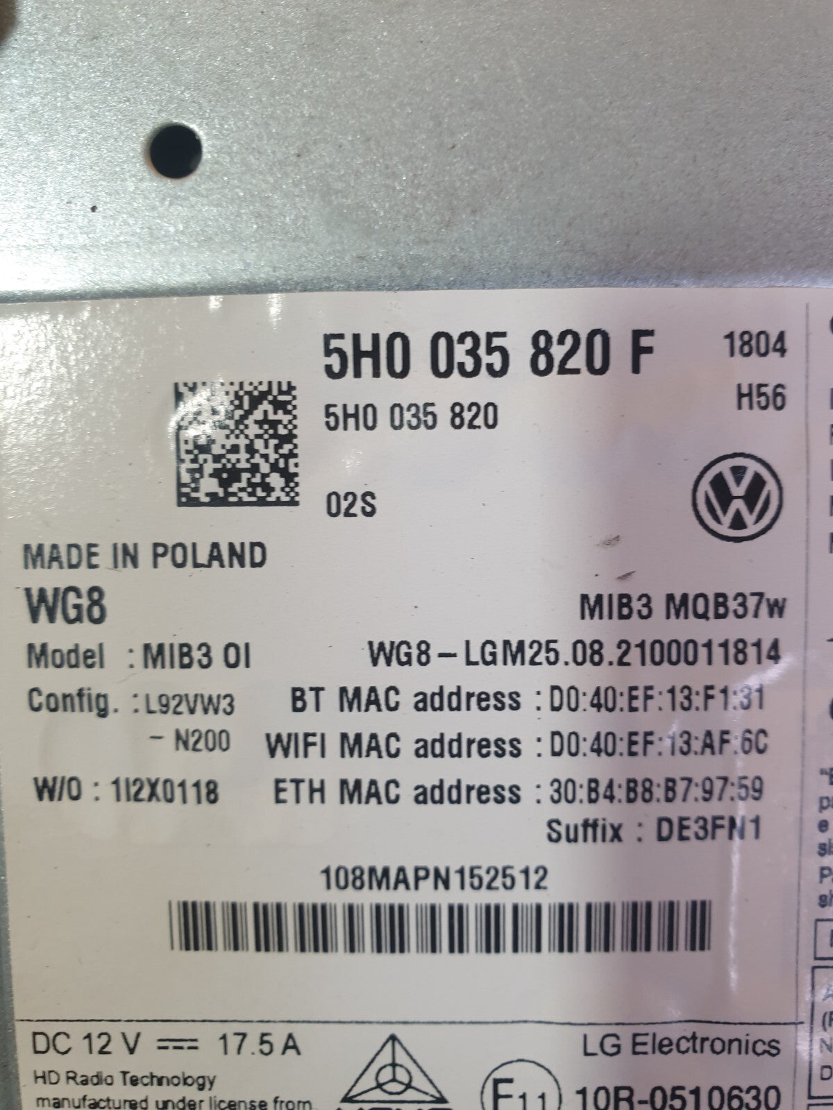 ✅VW GOLF MK8 1.5 PETROL 2022 SAT NAV MULTIMEDIA HEAD UNIT 5H0035820F Warranty