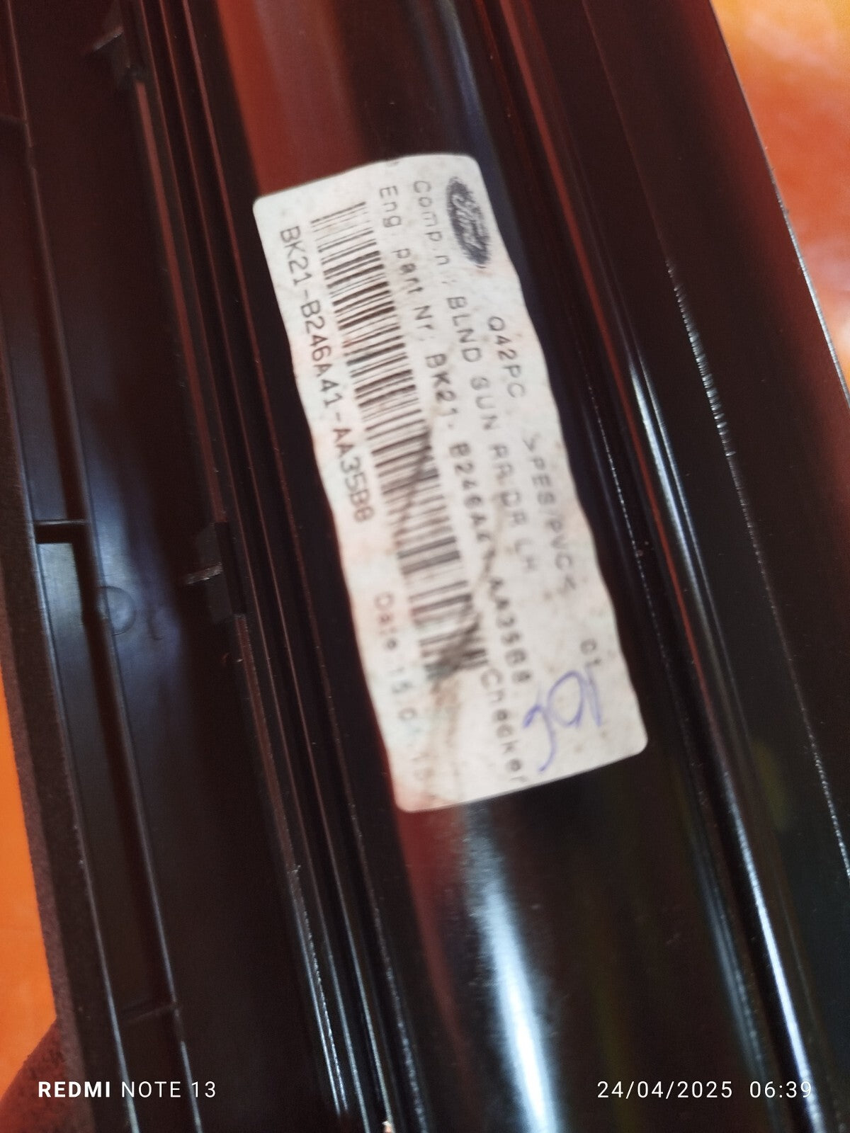 ✅2015 FORD TOURNEO CUSTOM LEFT SIDE 2nd ROW REAR ROLLER SHADE BK21-B246A41-AA