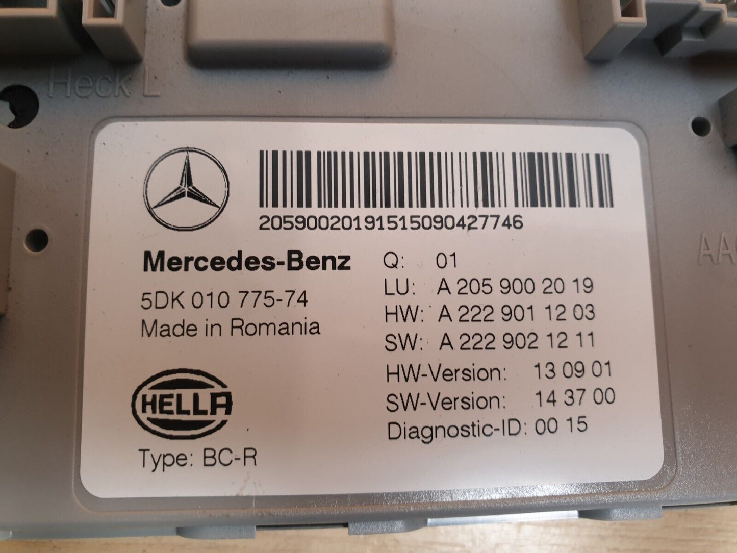 2015 MERCEDES C200 W205 2.0 PETROL SAM CONTROL MODULE A2059002019 A048