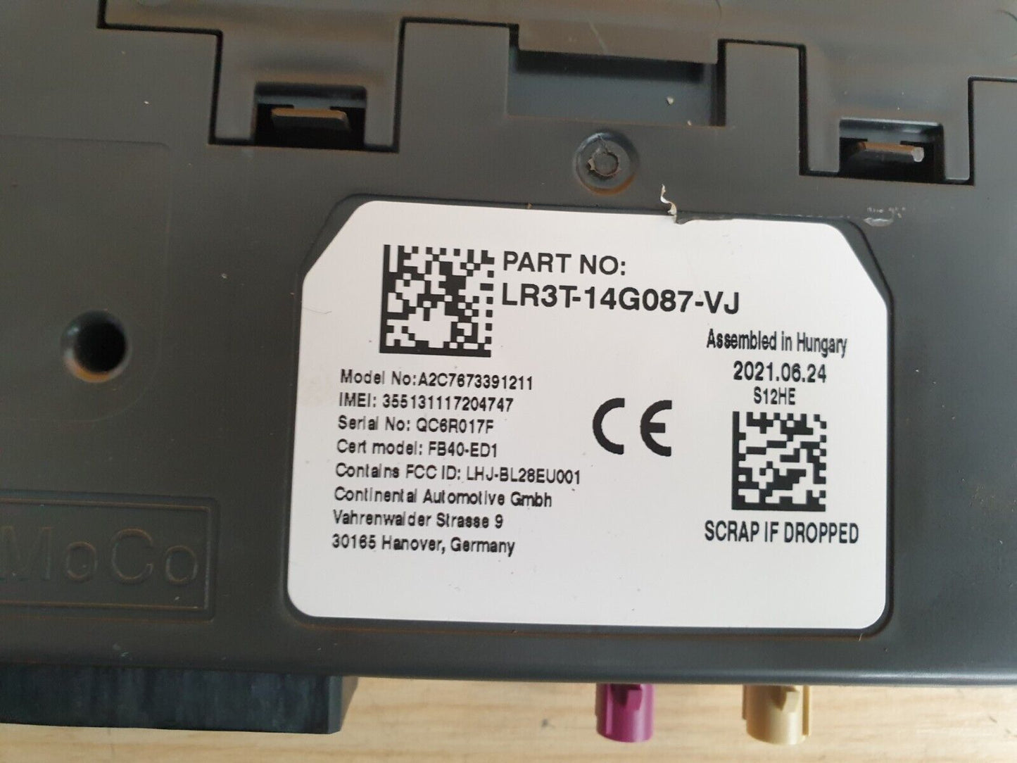 ✅2021 FORD TRANSIT CUSTOM 2.0D BLUETOOTH CONTROL MODULE ECU LR3T-14G087-VJ A066