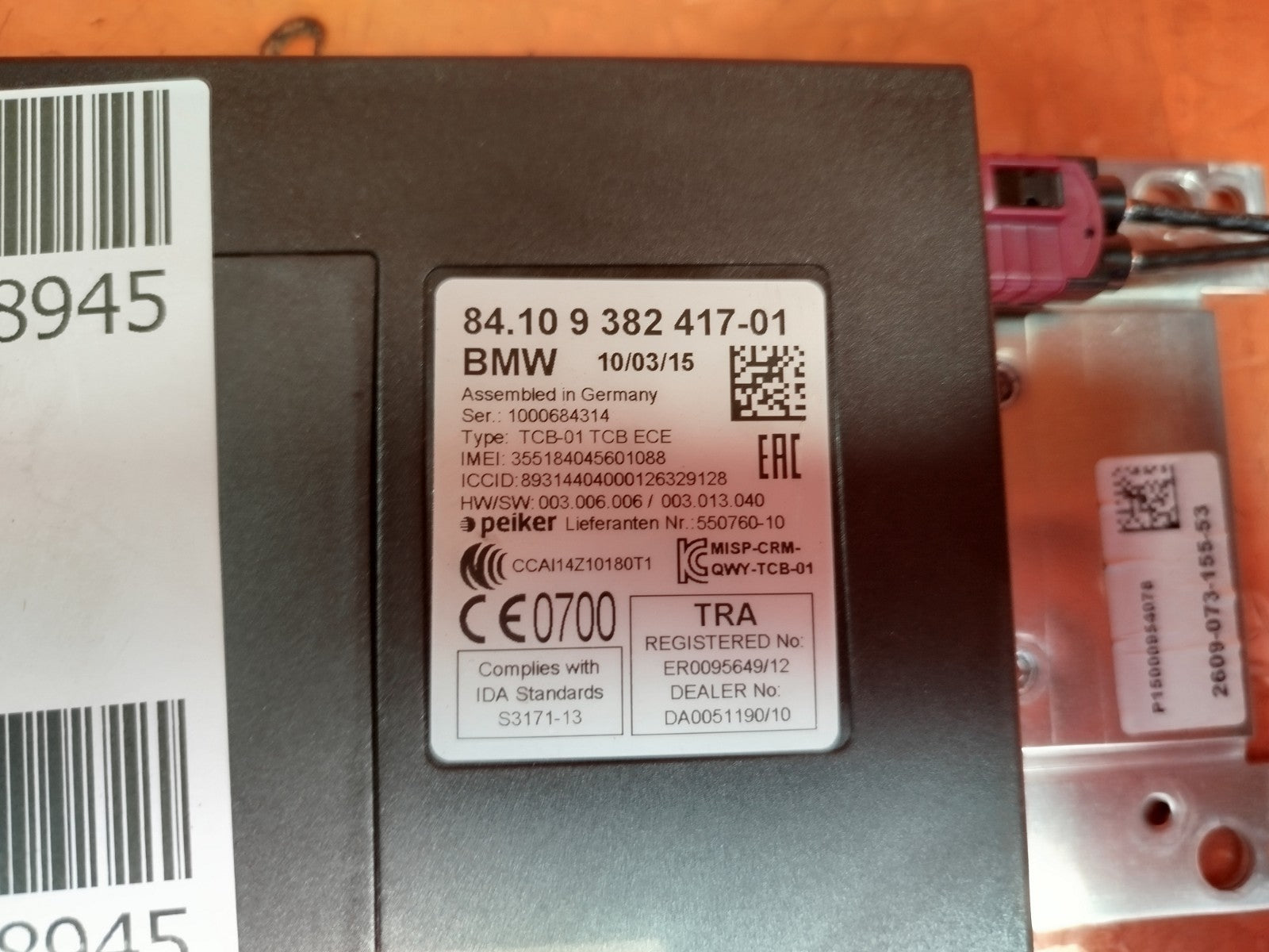 ✅2015 BMW 1 SERIES F21 TELEMATICS BLUETOOTH CONTROL MODULE 9382417 + WARRANTY - Image 3