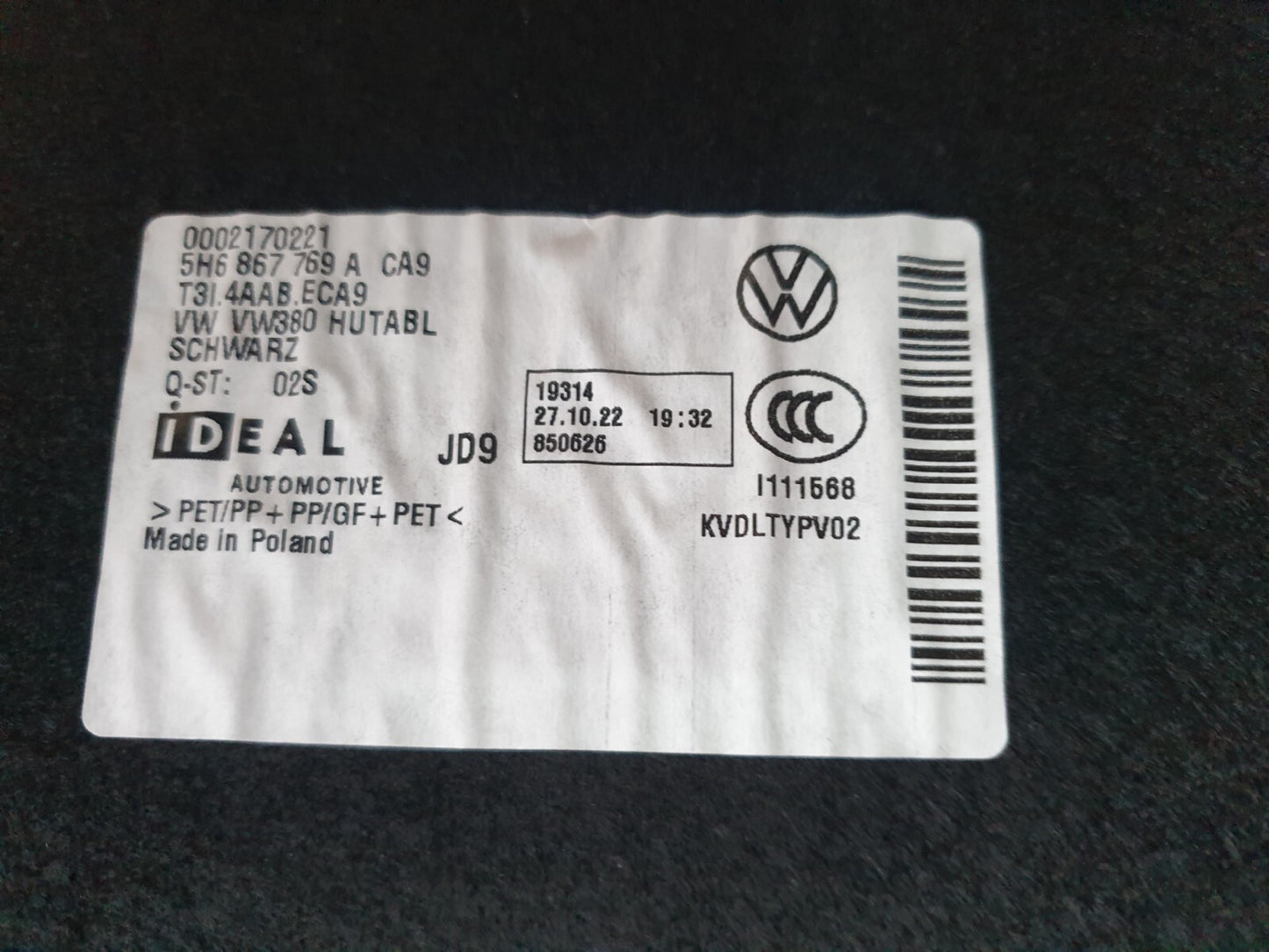 ✅2022 VW GOLF MK8 1.4P PARCEL SHELF LOAD COVER 5H6867769A + WARRANTY A089 - Image 8