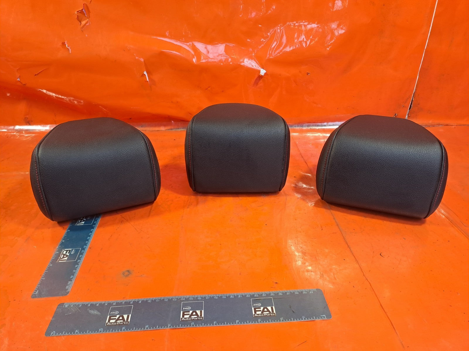 ✅Ford Focus St-Line 2.0 Diesel 2019 Rear Leather Headrests Set Red Stitch A354 - Image 5
