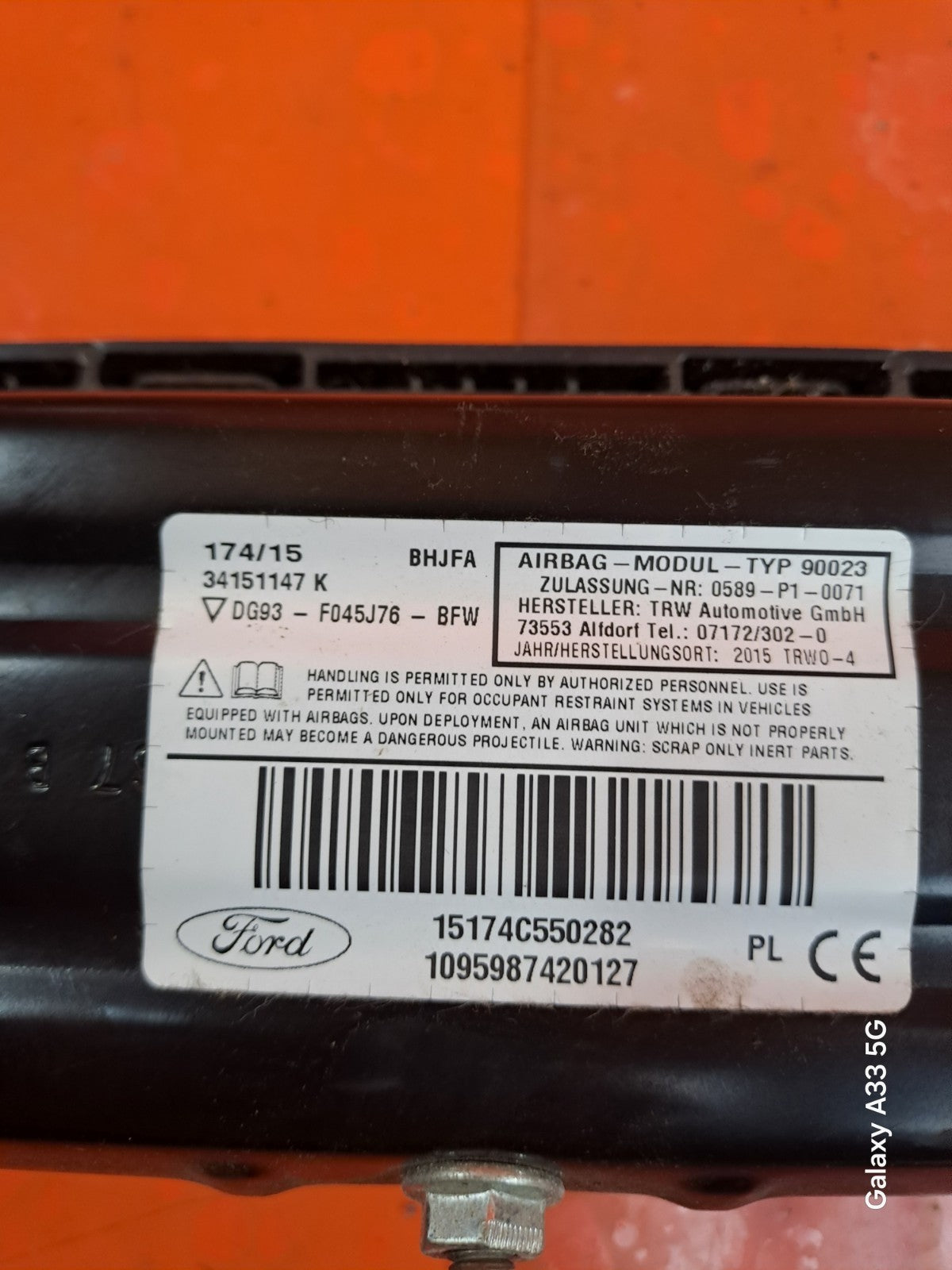 ✅FORD MONDEO TITANIUM 2.0 DIESEL 2015 FRONT RIGHT KNEE ARBAG DG93F045J76BFW A308 - Image 10