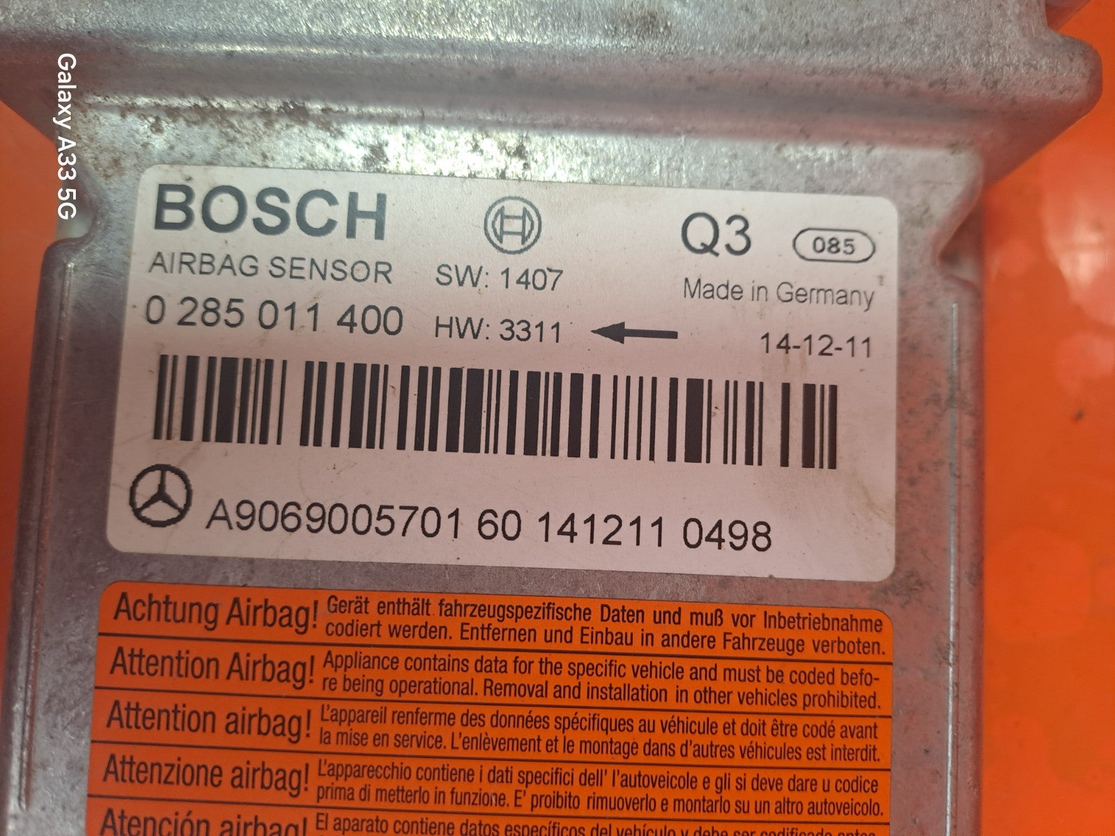 ✅Volkswagen Crafter CR35 2015 2.0 Diesel AIRBAG CONTROL MODULE A9069005701 - Image 3