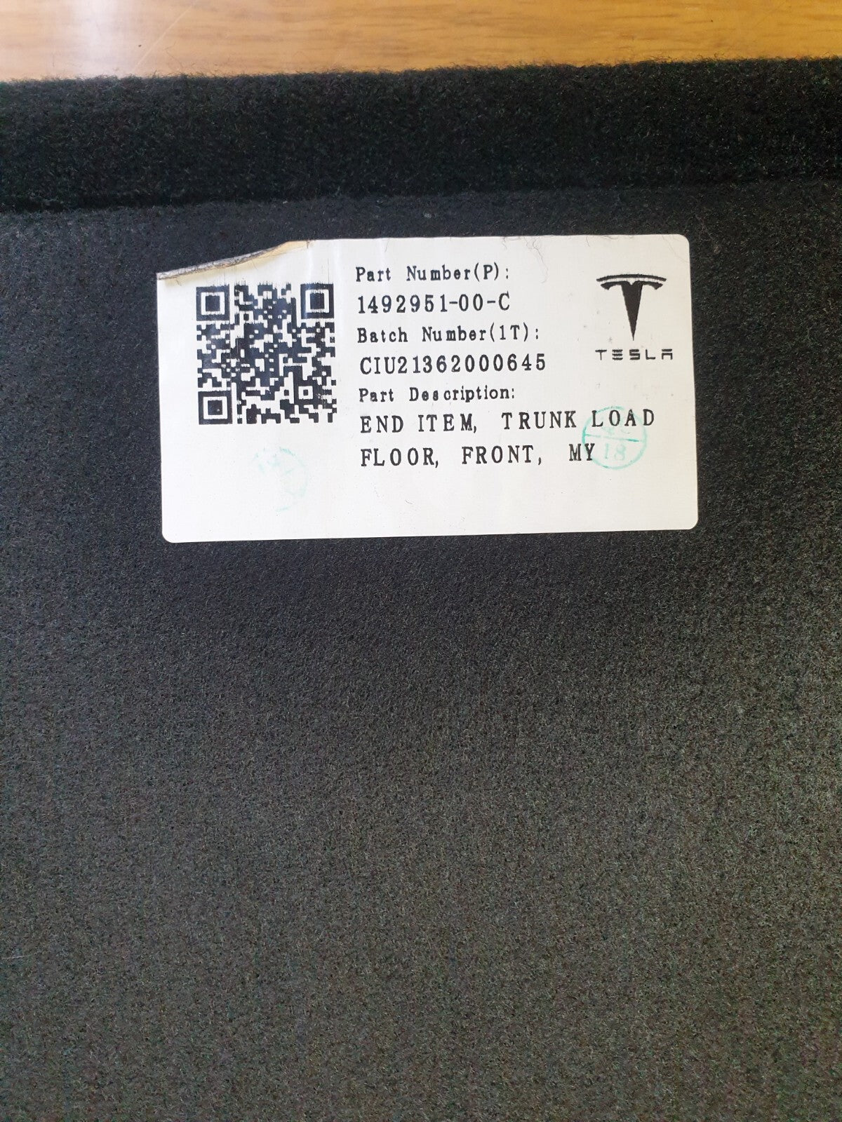 ✅2022 TESLA MODEL Y TRUNK LOAD FLOOR MAT CARPET 1492951-00-C + WARRANTY A172 - Image 10