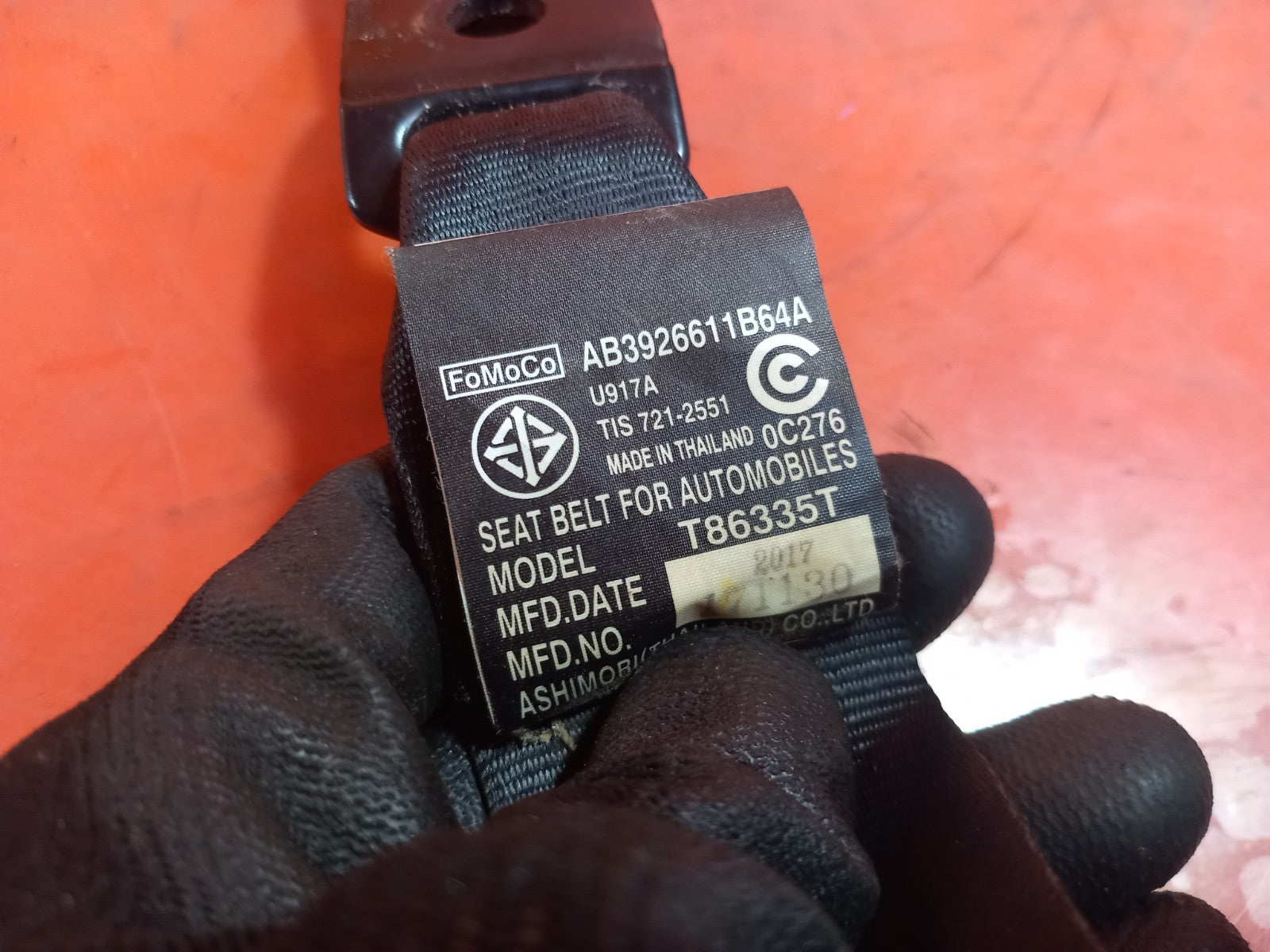 2017 Ford Ranger Wildtrak Rear Middle Seat Belt AB3926611B64A Warranty A401 - Image 9