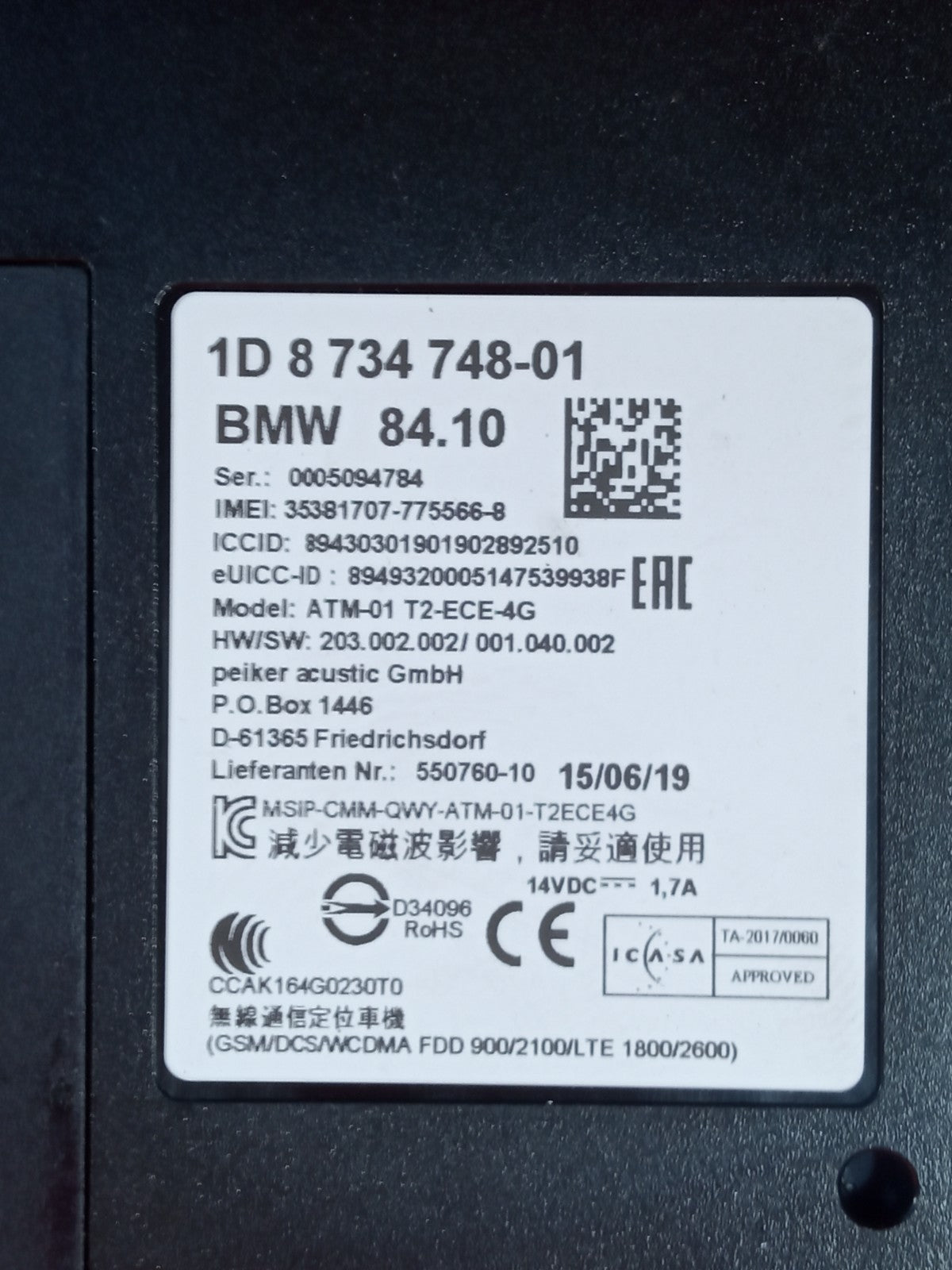 ✅BMW F20 118I M Sport 1.5 Petrol 2019 Telematics Control Module 8734748 Warranty - Image 4