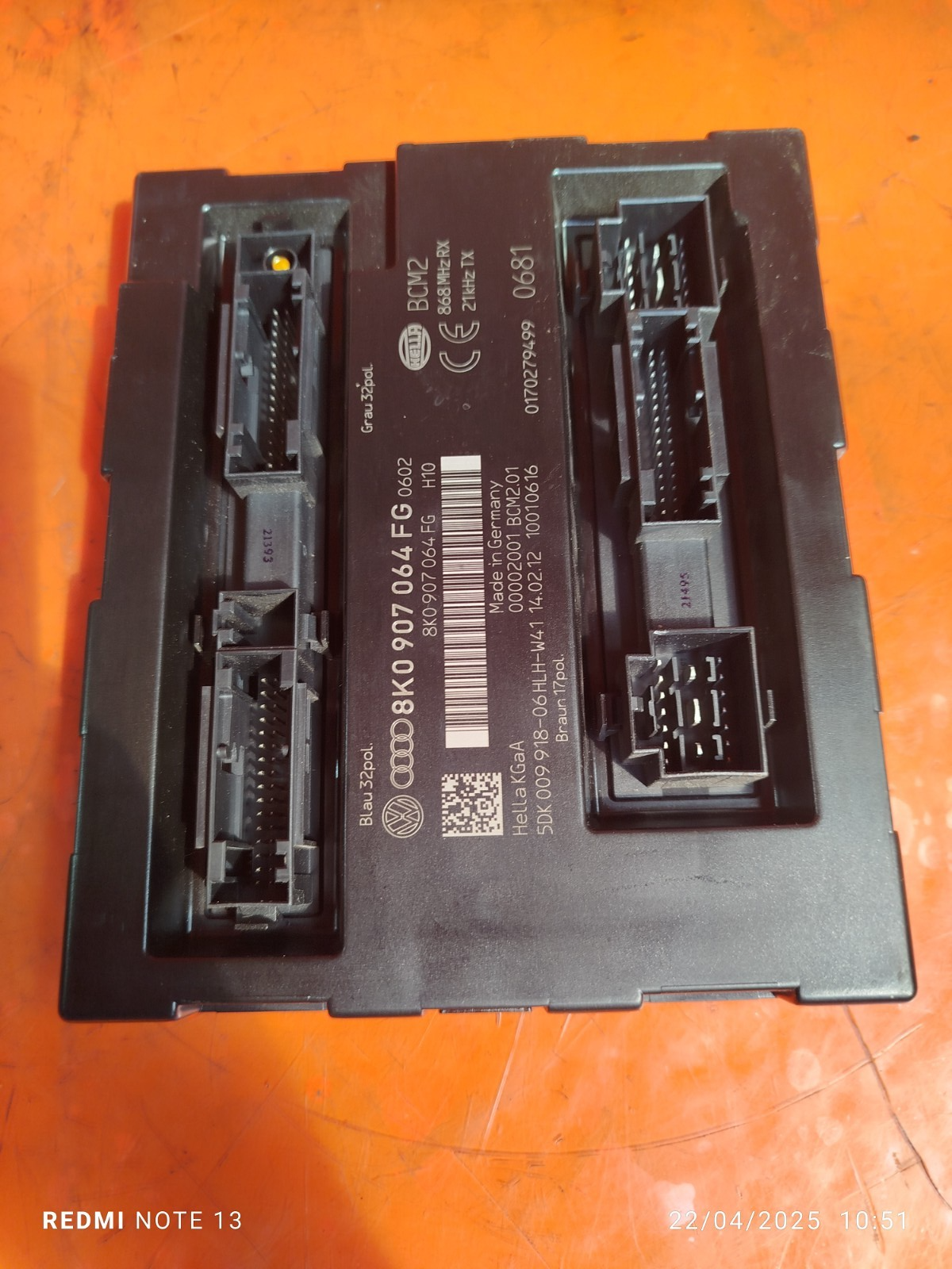 ✅AUDI Q5 S LINE 2.0 PETROL 2012 COMFORT CONTROL MODULE UNIT 8K0907064FG Warranty - Image 1