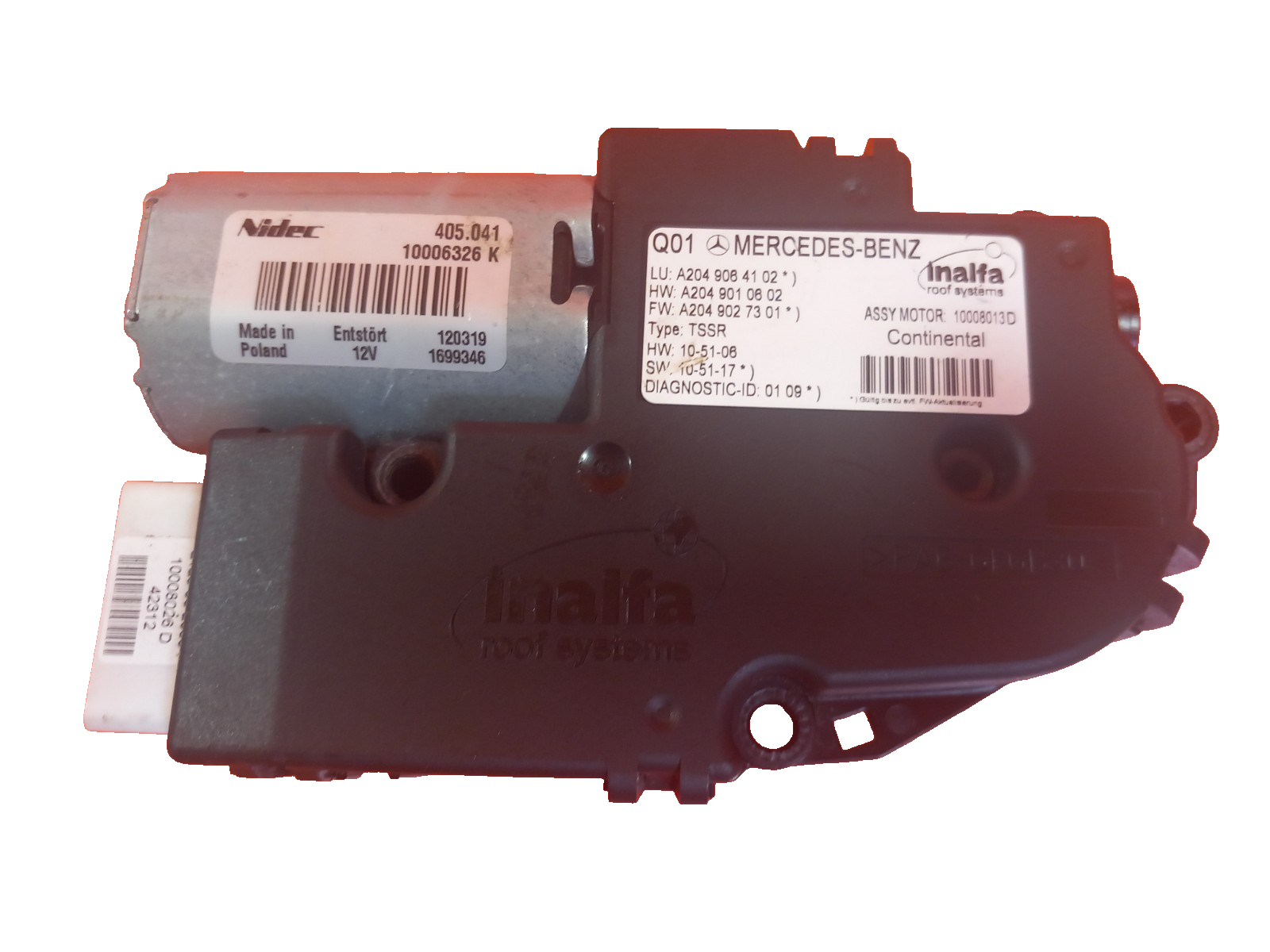Mercedes W204 2011-2014 Sunroof Motor A2049064102 Warranty xAA - Image 1