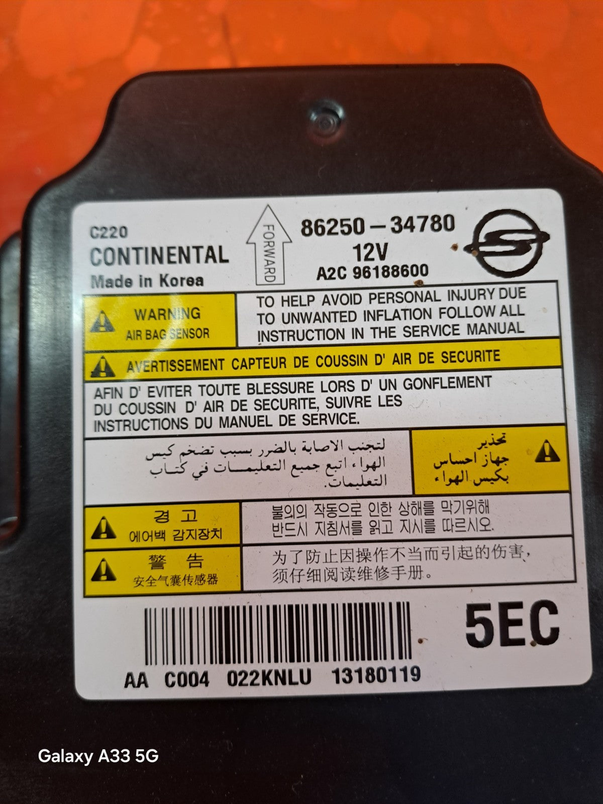 ✅2018 SSANGYONG KORANDO LE AIRBAG SRS MODULE 86250-34780 + WARRANTY A288 - Image 2