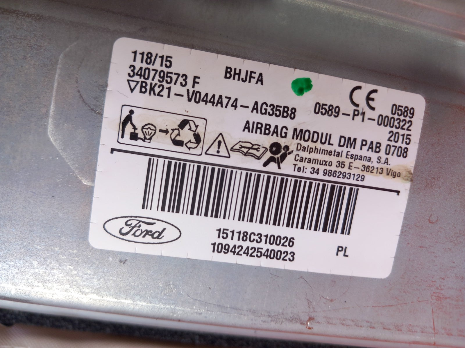 2015 Ford Tourneo Custom ABag Passenger Side Dash BK21-V044A74-AG Warranty A377 - Image 11