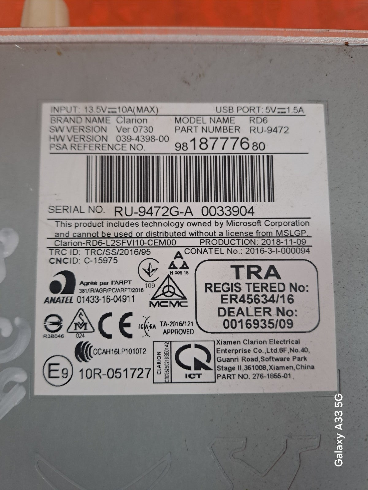 ✅PEUGEOT 308 1.5 DIESEL 2019 RADIO MULTIMEDIA HEAD UNIT 9818777680 Warranty A309 - Image 3