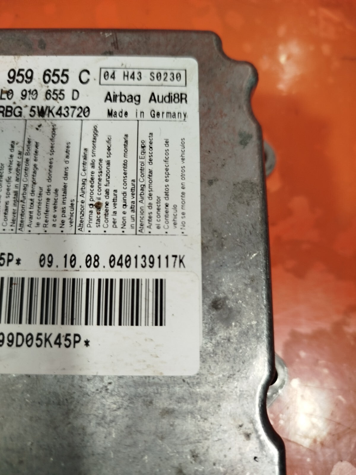 ✅AUDI Q7 S LINE QUATTRO 3.0 DIESEL 2009 AIRBAG CONTROL MODULE ECU 4L0959655C - Image 4