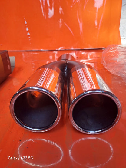 ✅UNIVERSAL TWIN DOUBLE SPORT CHROME EXHAUST PIPE TRIM TIP TAIL STAINLESS STEEL - Image 12