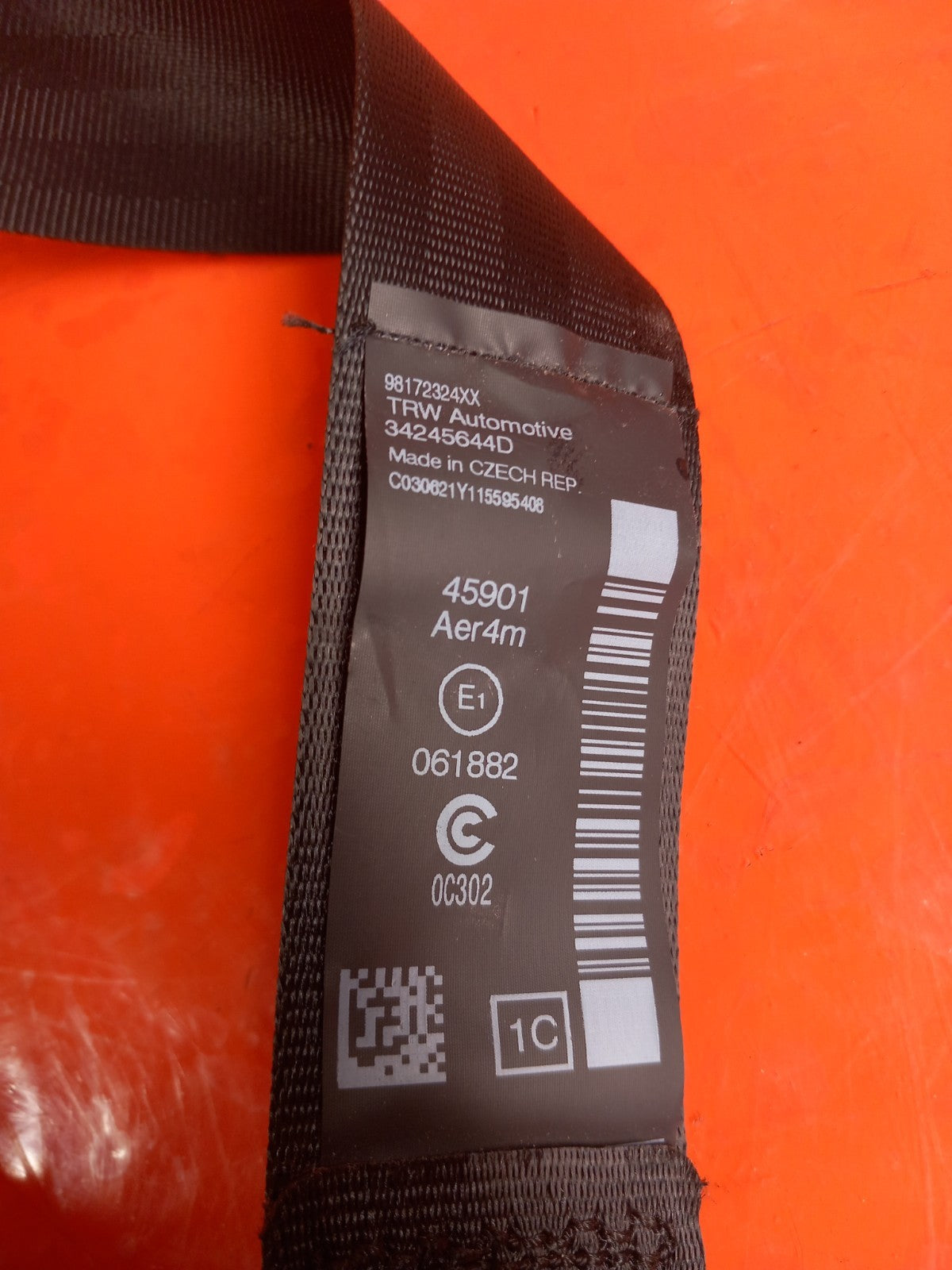 Citroen Berlingo 650 1.5 Diesel 2021 Front Middle Seat Belt 98172324XX A415 - Image 6