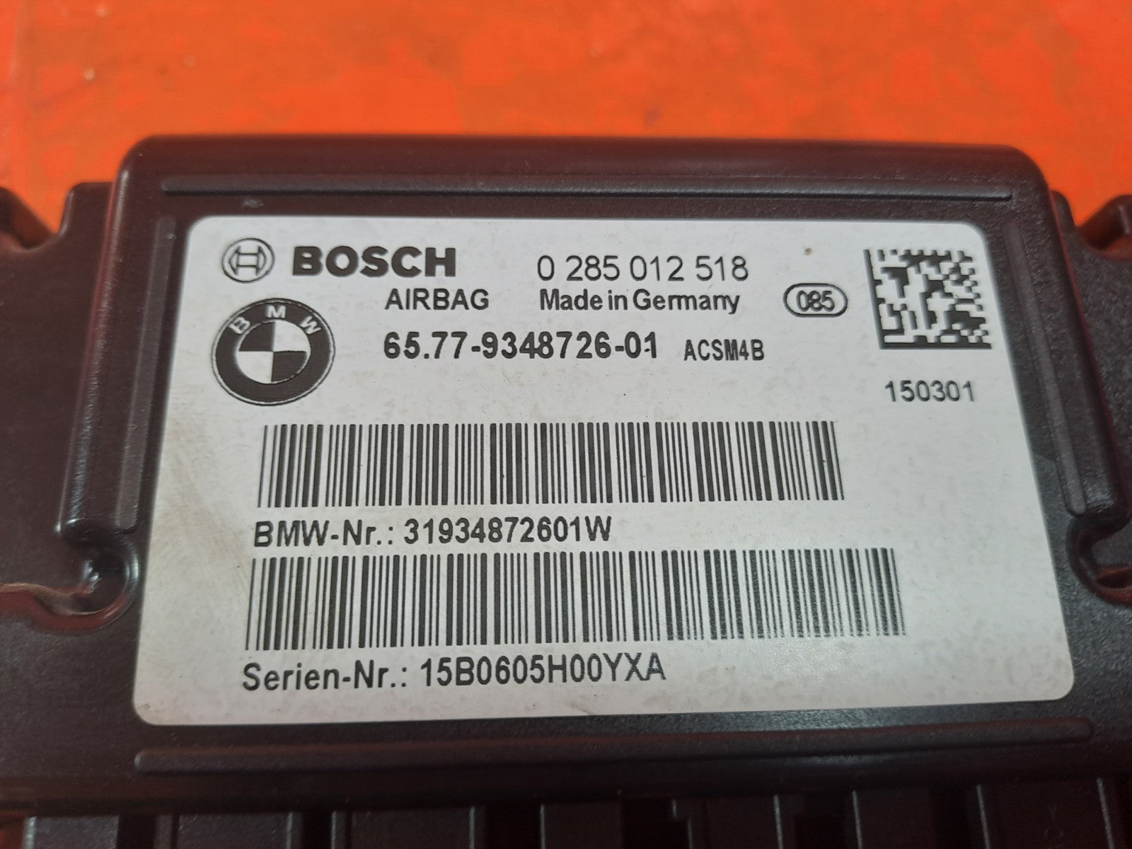 ✅BMW 118D F20 2.0 Diesel 2015 ArBag Control Module 9348726 Warranty A316 - Image 3