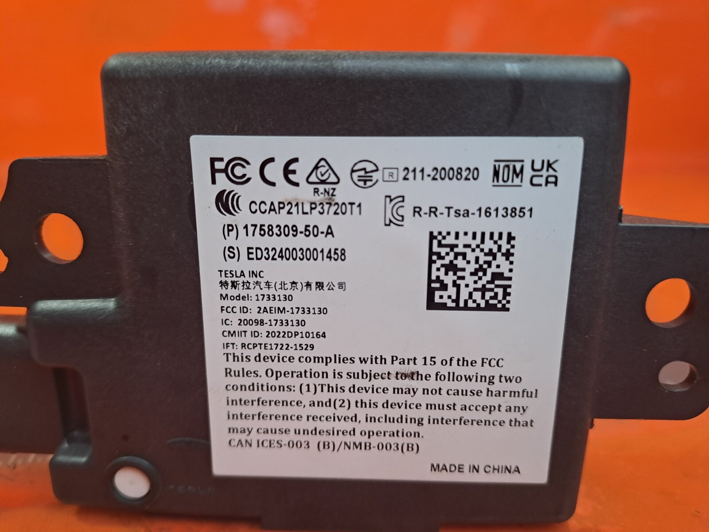 ✅2024 TESLA MODEL 3 LONG BLUETOOTH TRANSCEIVER MODULE 1758309-50-A WARRANTY A207 - Image 9