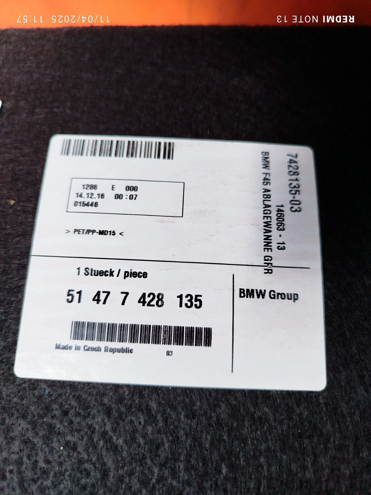 ✅BMW F45 ACTIVE TOURER 216D 1.5 DIESEL 2017 FLOOR TRUNK COMPARTMENT TRAY 7428135 - Image 5