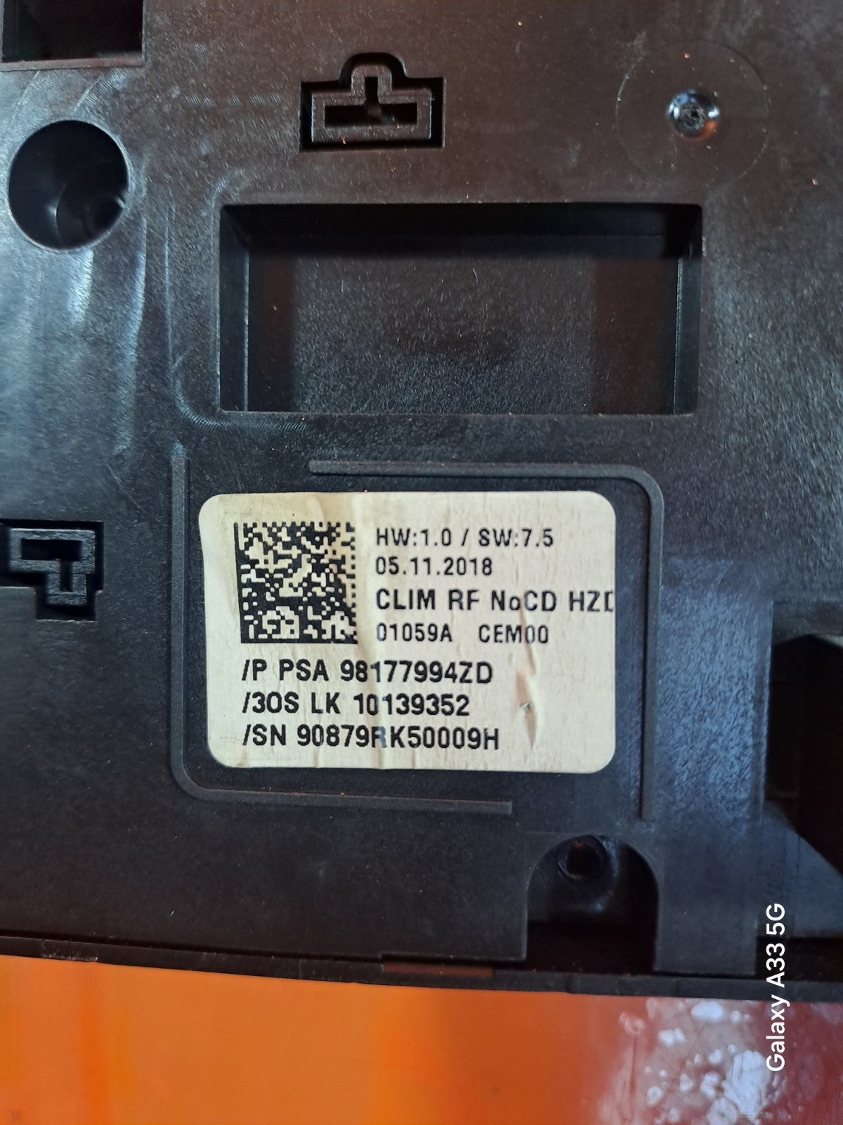 ✅PEUGEOT 308 1.5 DIESEL 2019 HEATER CLIMATE CONTROL PANEL SWITCH 98177994ZD A309 - Image 9