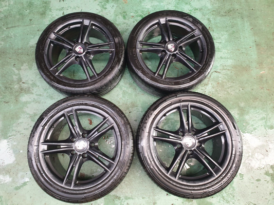 ✅2006 PORSCHE 987 CAYMAN 3.4P ALLOY WHEELS WITH TYRE SET 265/40 R18 235/40 R18 - Image 1