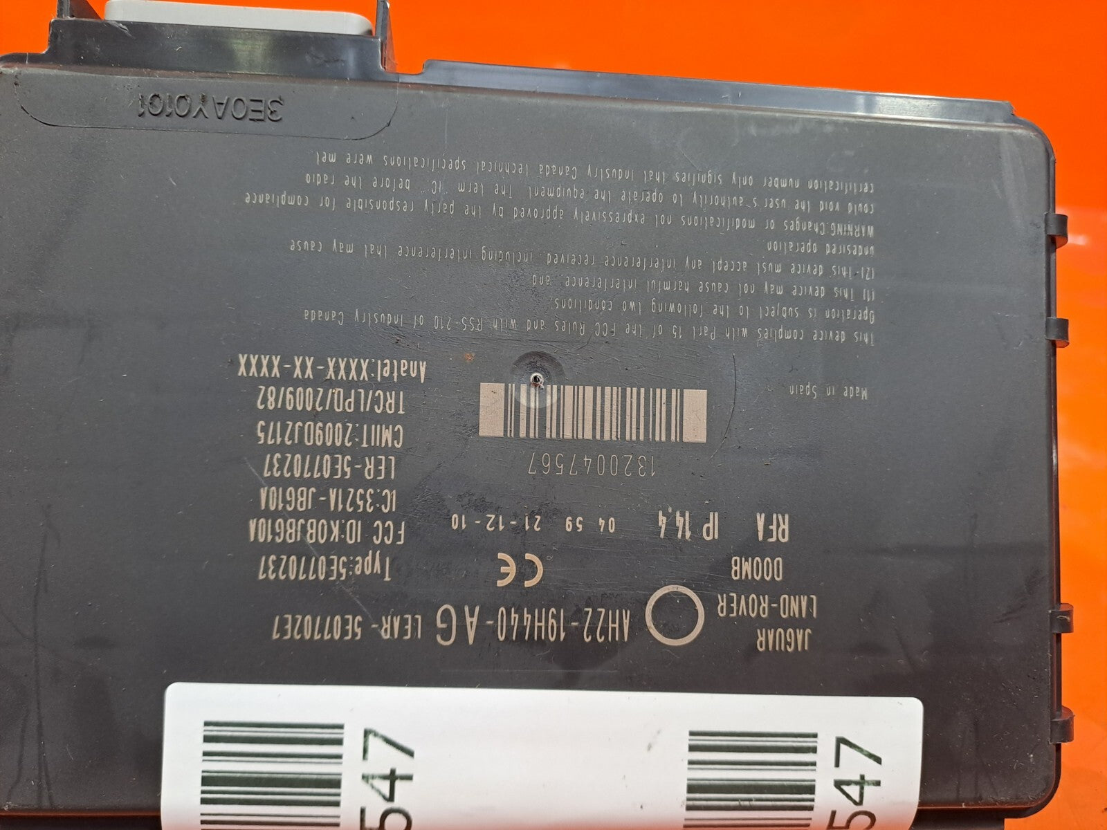 ✅2011 LAND ROVER DISCOVERY 4 L319 KEYLESS ENTRY MODULE ECU AH2219H440AG A239 - Image 5