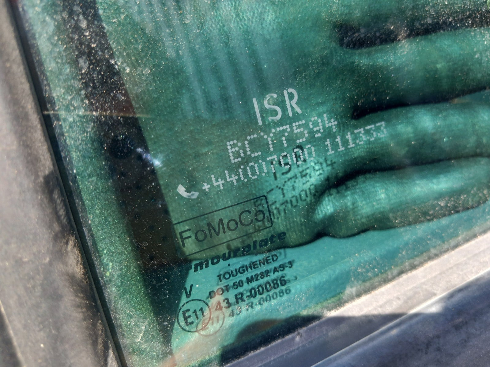 2017 Ford Ranger Wildtrak Rear Left Door Window Glass 43R-00086 Warranty A401 - Image 5