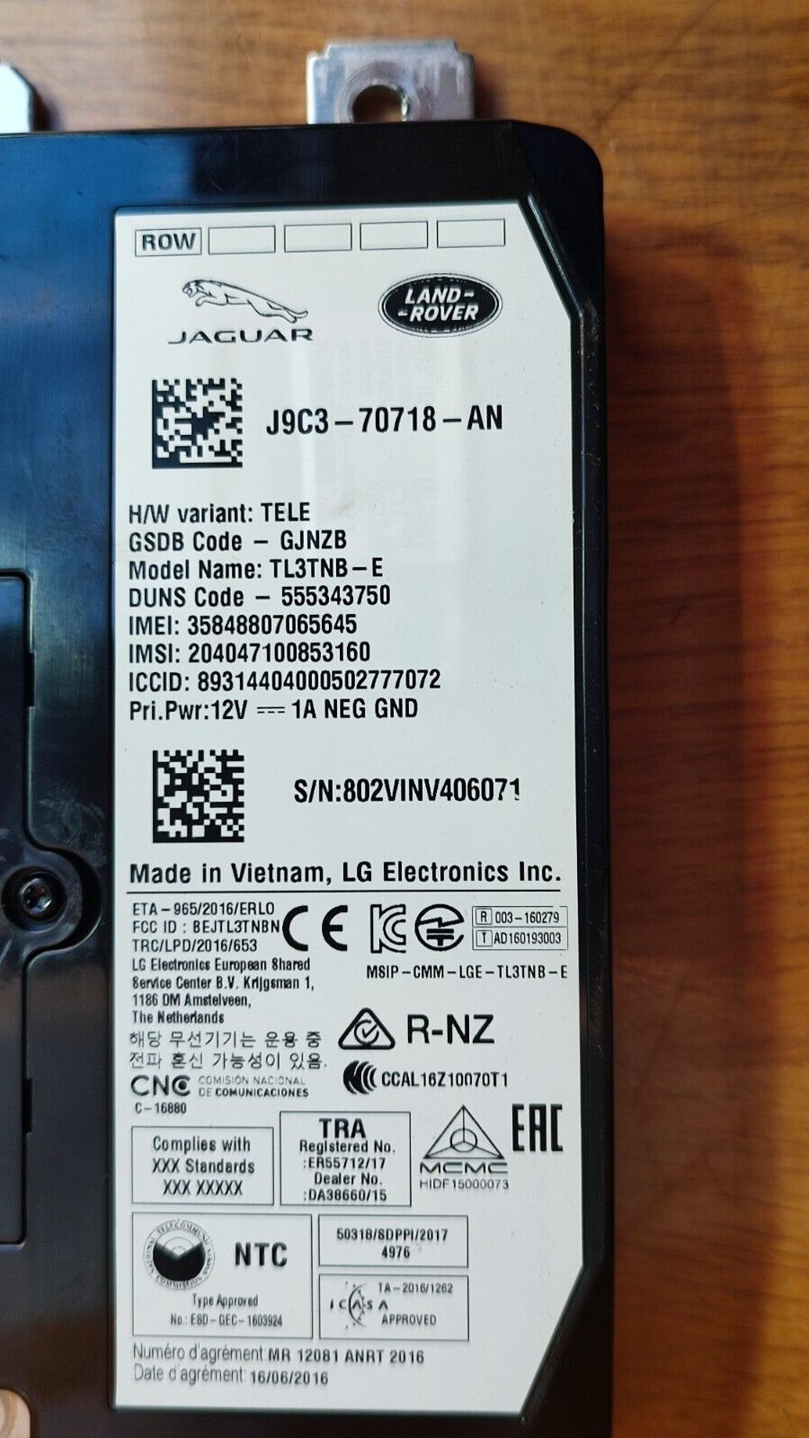 ✅LAND ROVER DISCOVERY SPORT L550 2.0 D 2018 ELECTRONIC MODULE J9C370718AN A094 - Image 5