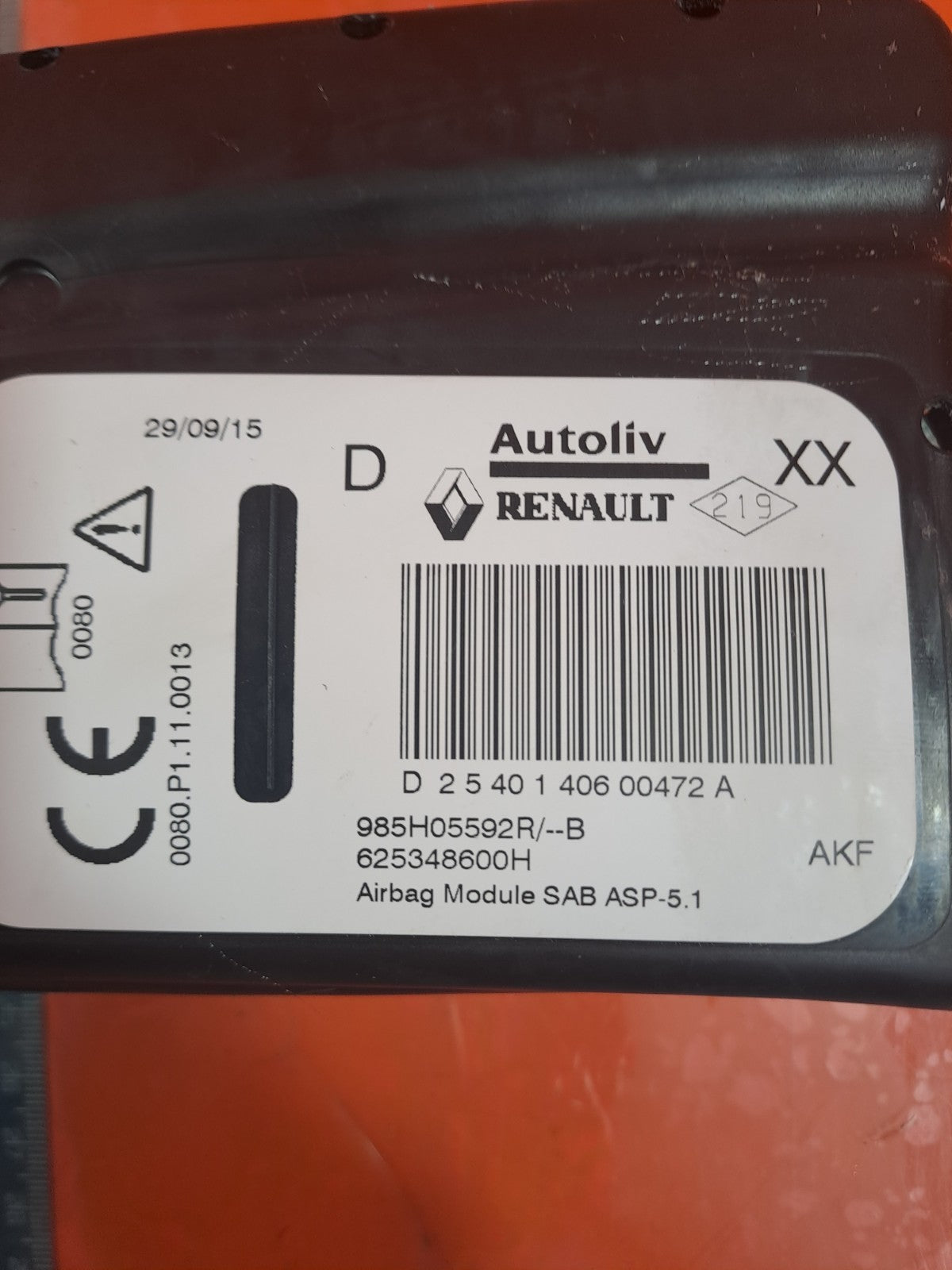 ✅RENAULT ZOE DYNAMIQUE 2015 FRONT RIGHT SEAT ARBAG 985H05592R Warranty A317 - Image 6