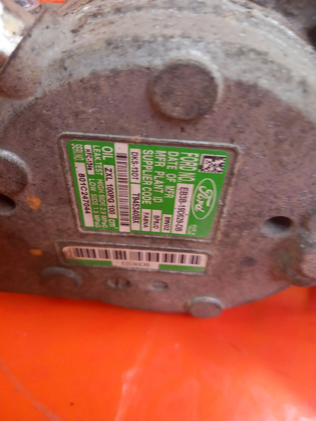 2017 Ford Ranger Wildtrak Air Con Compressor Pump EB3B-19D629-DB Warranty A401 - Image 11