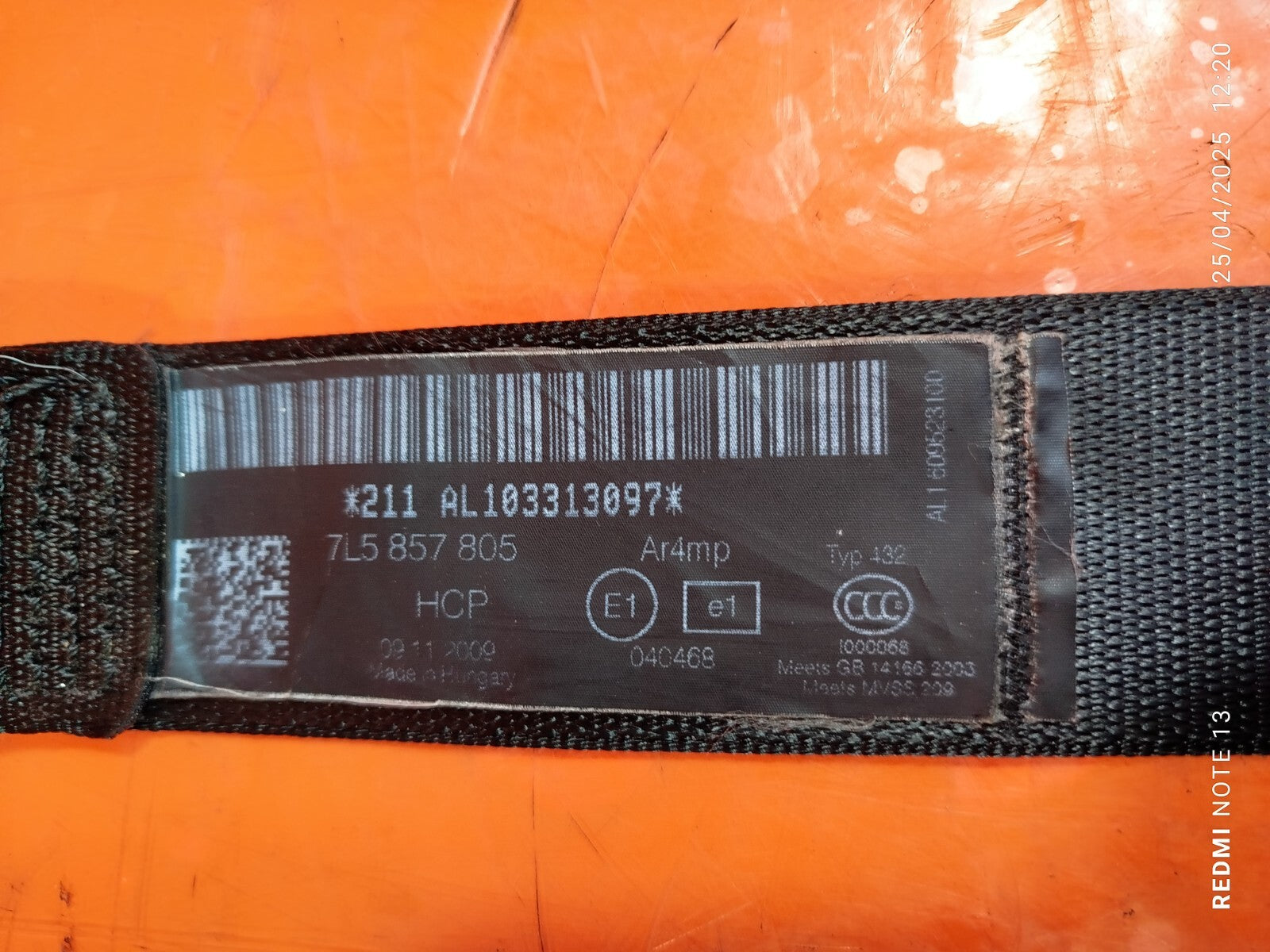 ✅Porsche Cayenne V6 2010 3.6 Petrol Rear Left Seat Belt 7L5857805 Warranty A268 - Image 4