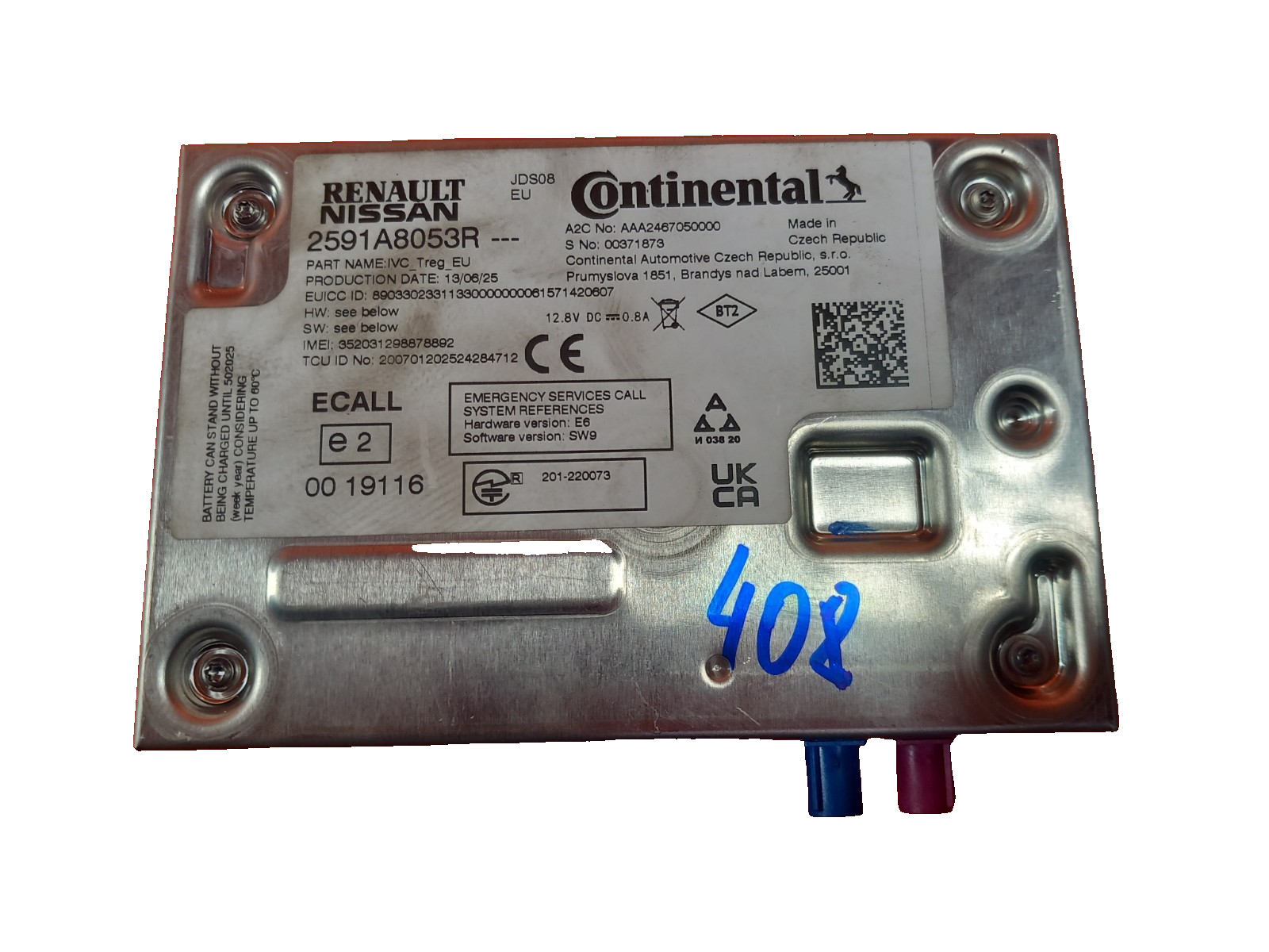 2025 Renault Kangoo MK3 Telematics Control Unit 2591A8053R Warranty A408 - Image 1