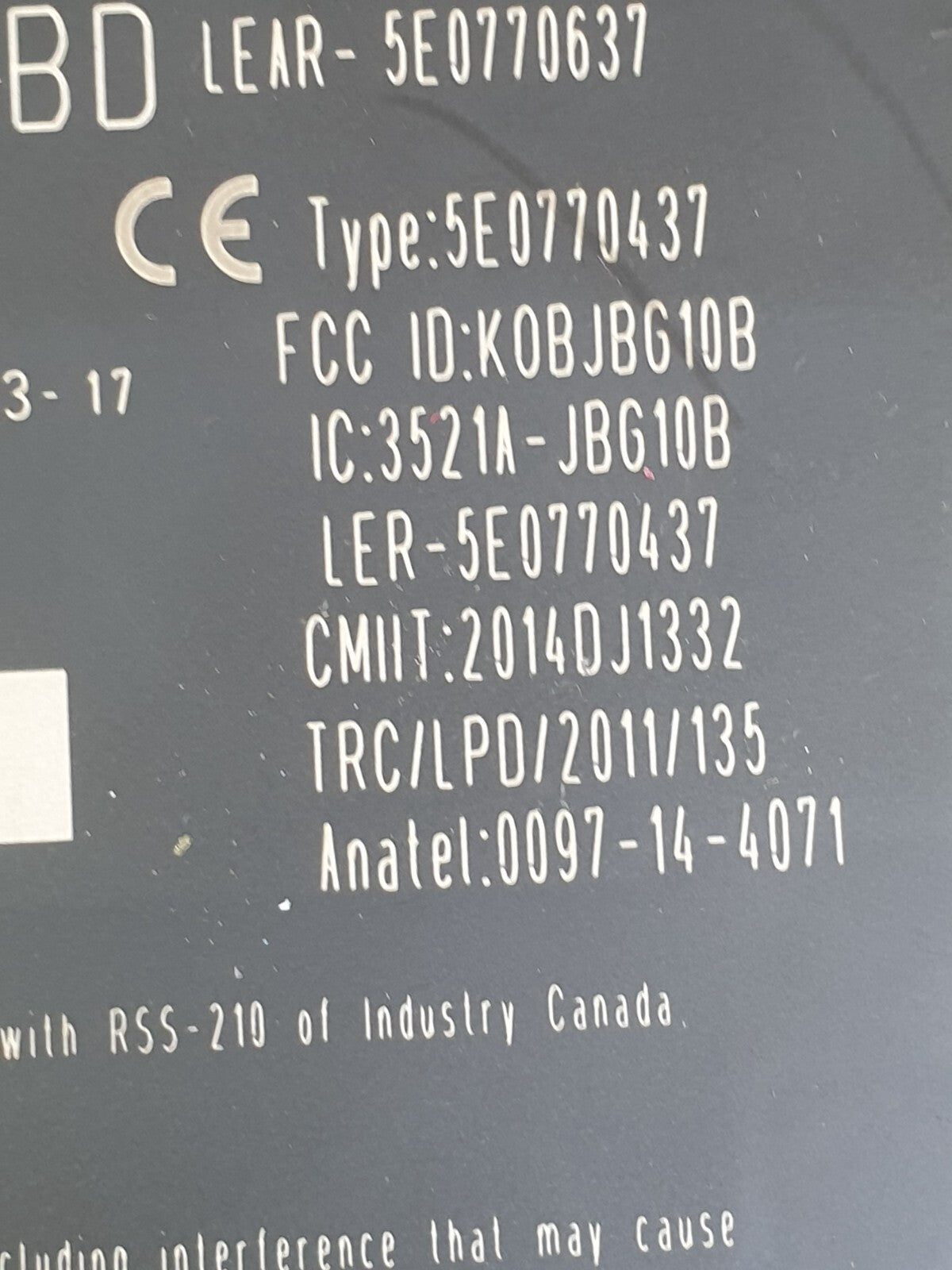 ✅JAGUAR F-PACE X761 3.0 PETROL 2017 KEYLESS ENTRY CONTROL MODULE HPLA19H440BD - Image 3