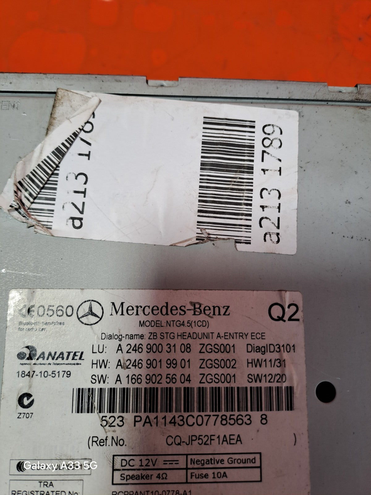 ✅MERCEDES W176 A180 1.6 PETROL 2012 STEREO RADIO CD PLAYER SAT NAV HEAD UNIT - Image 5