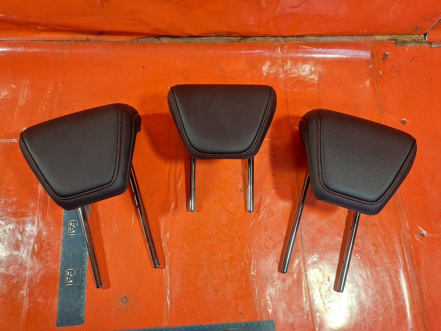 ✅Ford Focus St-Line 2.0 Diesel 2019 Rear Leather Headrests Set Red Stitch A354 - Image 2