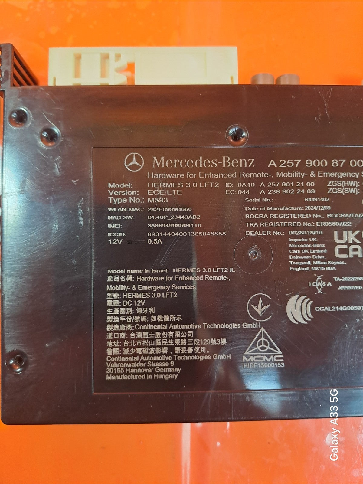 ✅MERCEDES A180 SPORT 1.3 PETROL 2025 EMERGENCY CONTROL MODULE A2579008700 A311 - Image 4
