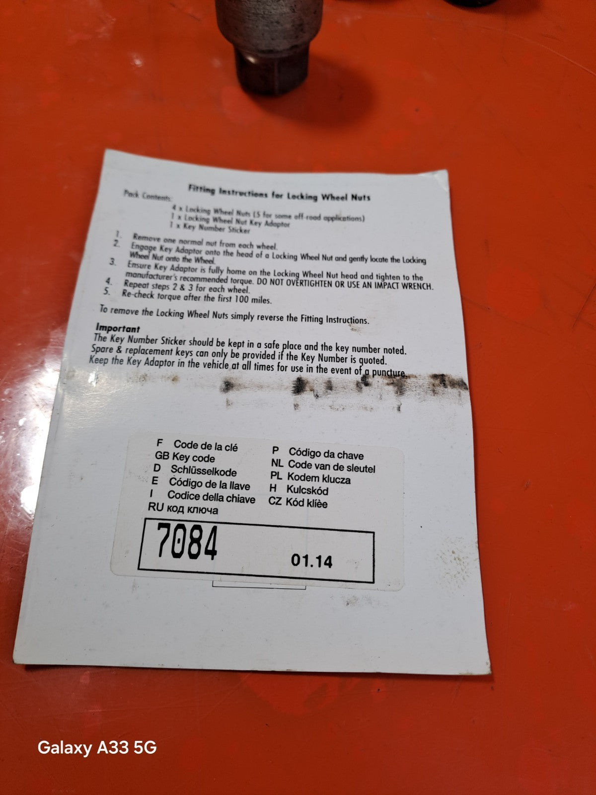 ✅KIA SPORTAGE 4 1.7 DIESEL 2014 LOCKING WHEEL NUTS Warranty A287 - Image 5