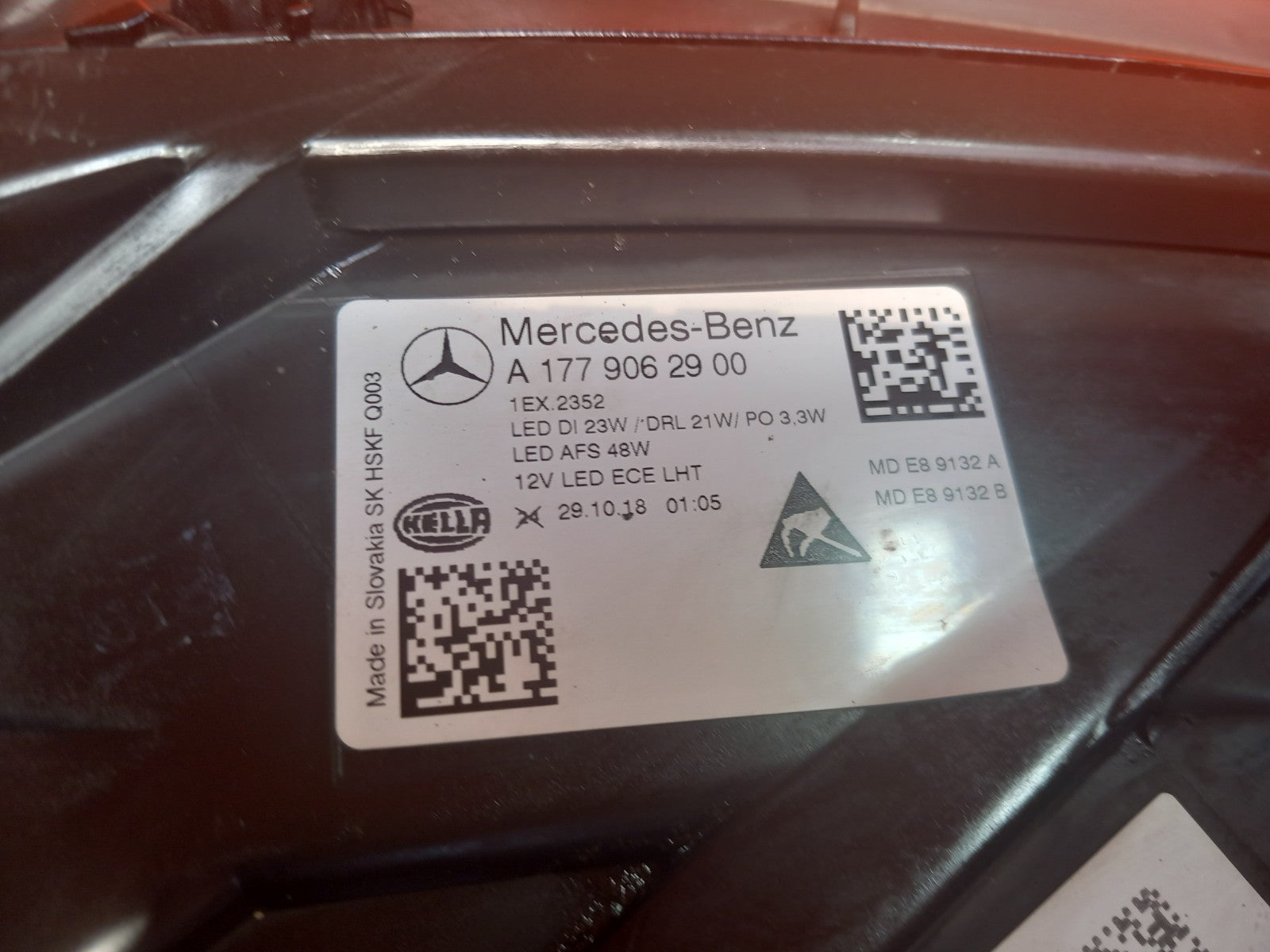 Mercedes W177 A180 Sport 1.5 Diesel 2019 Front Left Headlight A1779062900 A382 - Image 11