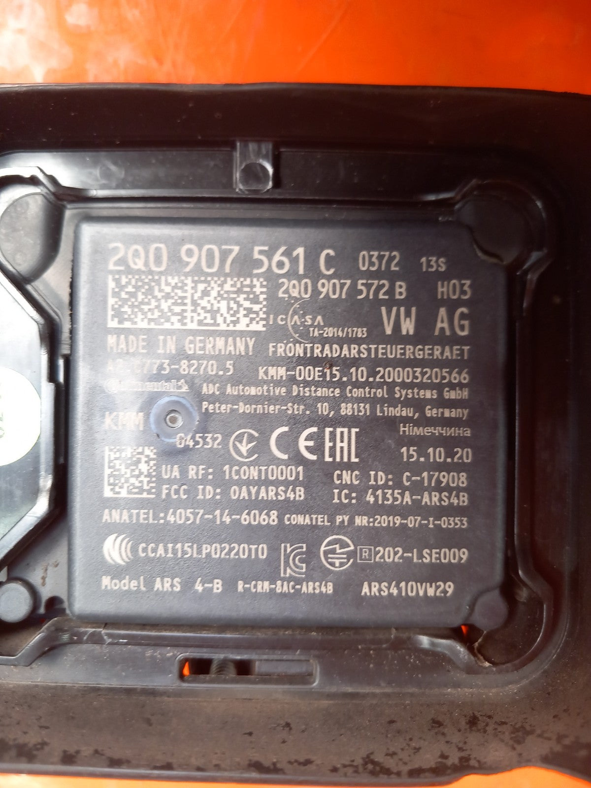 VW Transporter T30 2.0 Diesel 2021 Front Radar Sensor 2Q0907561C Warranty A410 - Image 4