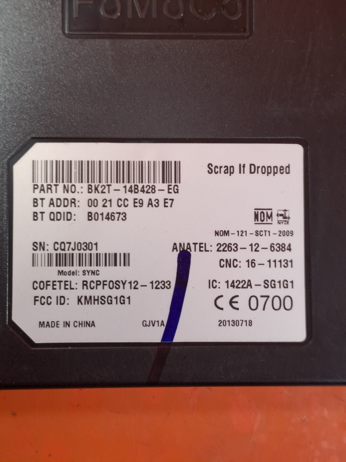 ✅FORD TRANSIT CUSTOM 2.2 DIESEL 2013 BLUETOOTH CONTROL MODULE BK2T14B428EG A350 - Image 2
