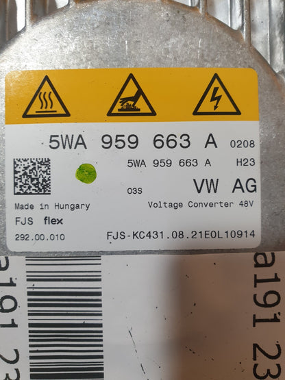VW GOLF MK8 1.5 PETROL 2022 VOLTAGE CONVERTER CONTROL MODULE ECU 5WA959663A A191 - Image 3