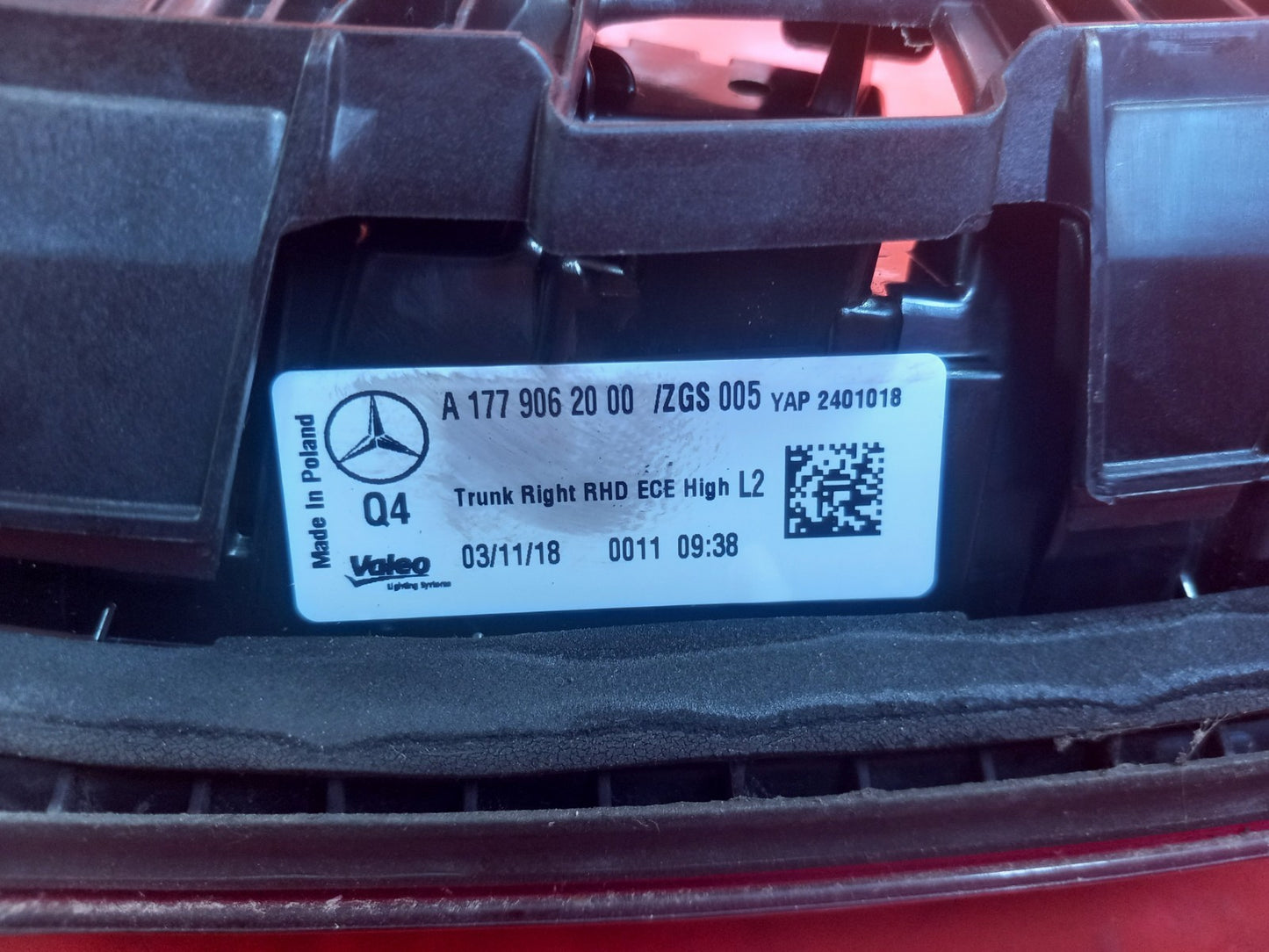 Mercedes W177 A180 Sport 1.5 Diesel 2019 Rear Right Inner Tail Light A1779062000 - Image 10