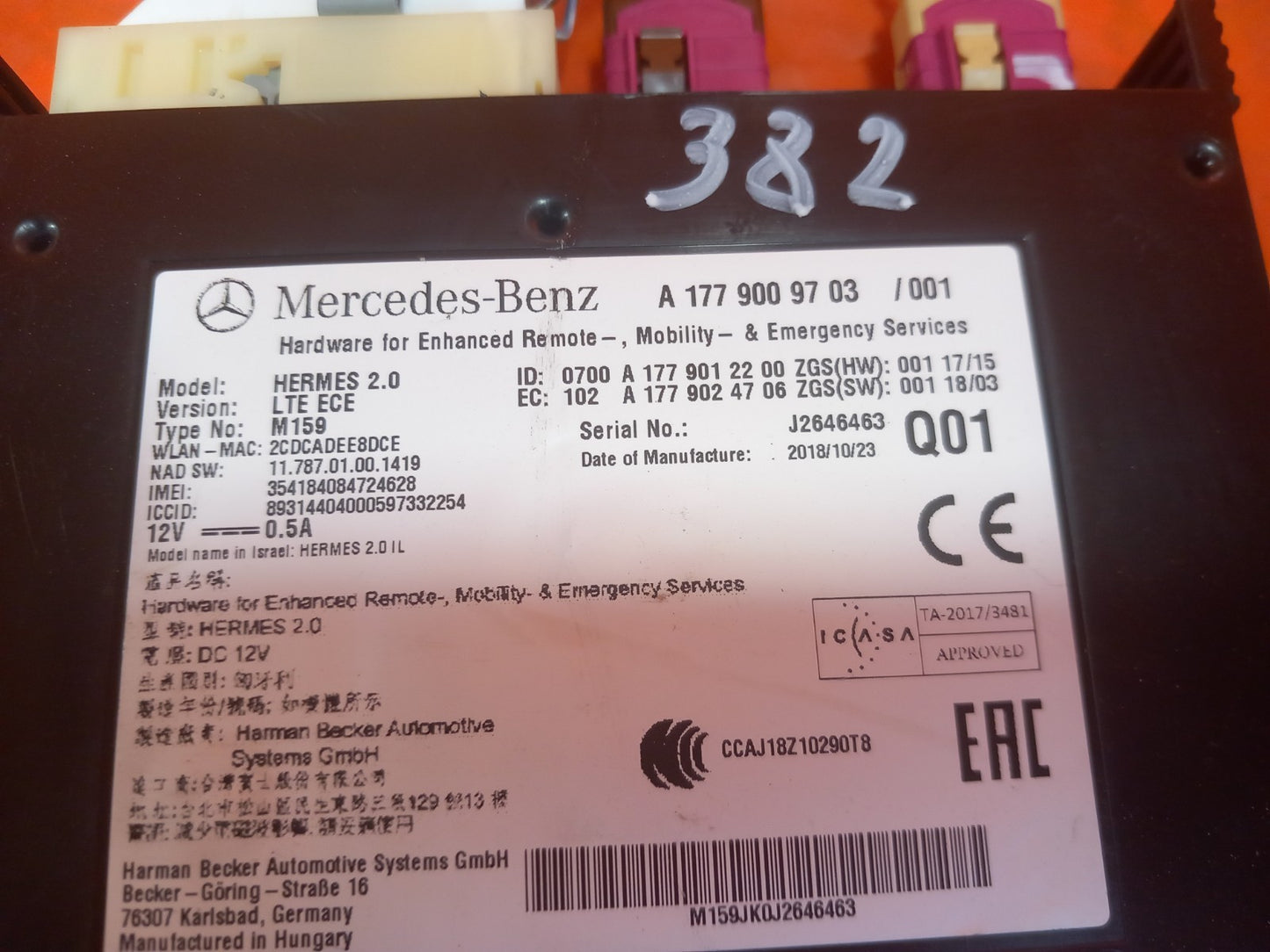 Mercedes W177 A180 Sport 1.5 Diesel 2019 Engine ECU Kit A1779009703 A0999008701  - Image 5