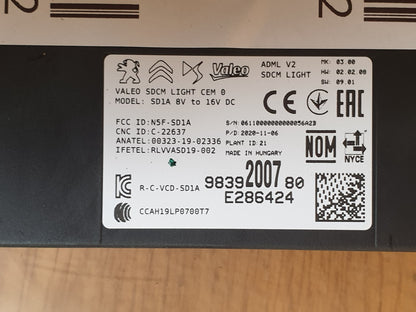 ✅PEUGEOT 2008 MK2 GT EV ELECTRIC 2020 SDCD LIGHT CONTROL MODULE UNIT ECU A193 - Image 7